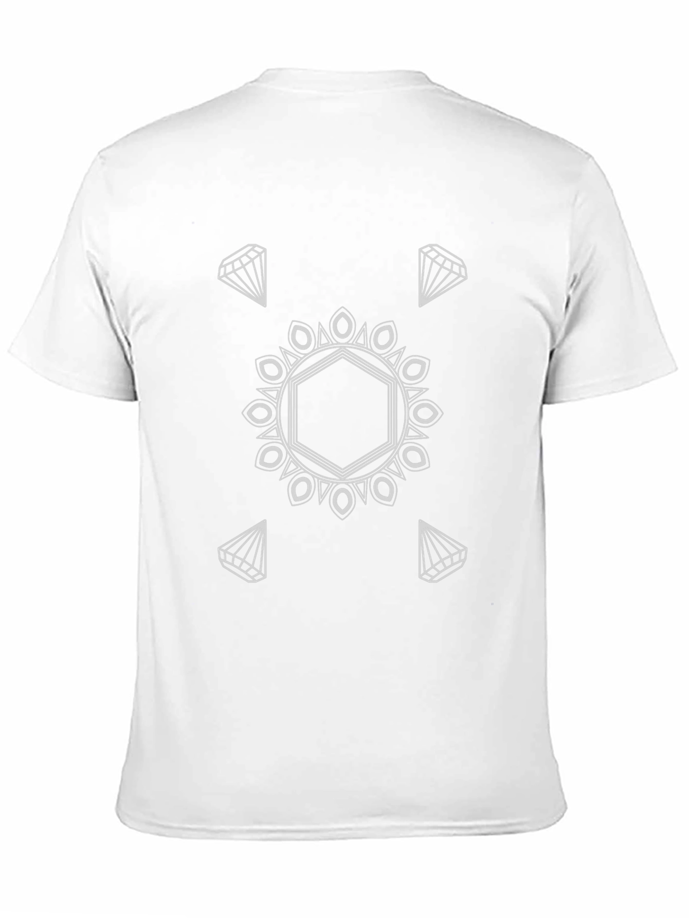 Geometric Diamond Mandala Graphic Black T-Shirt