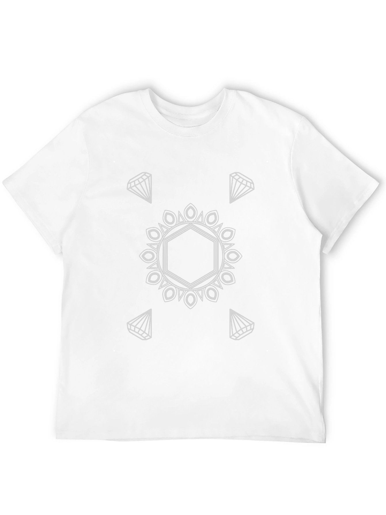 Geometric Diamond Mandala Graphic Black T-Shirt