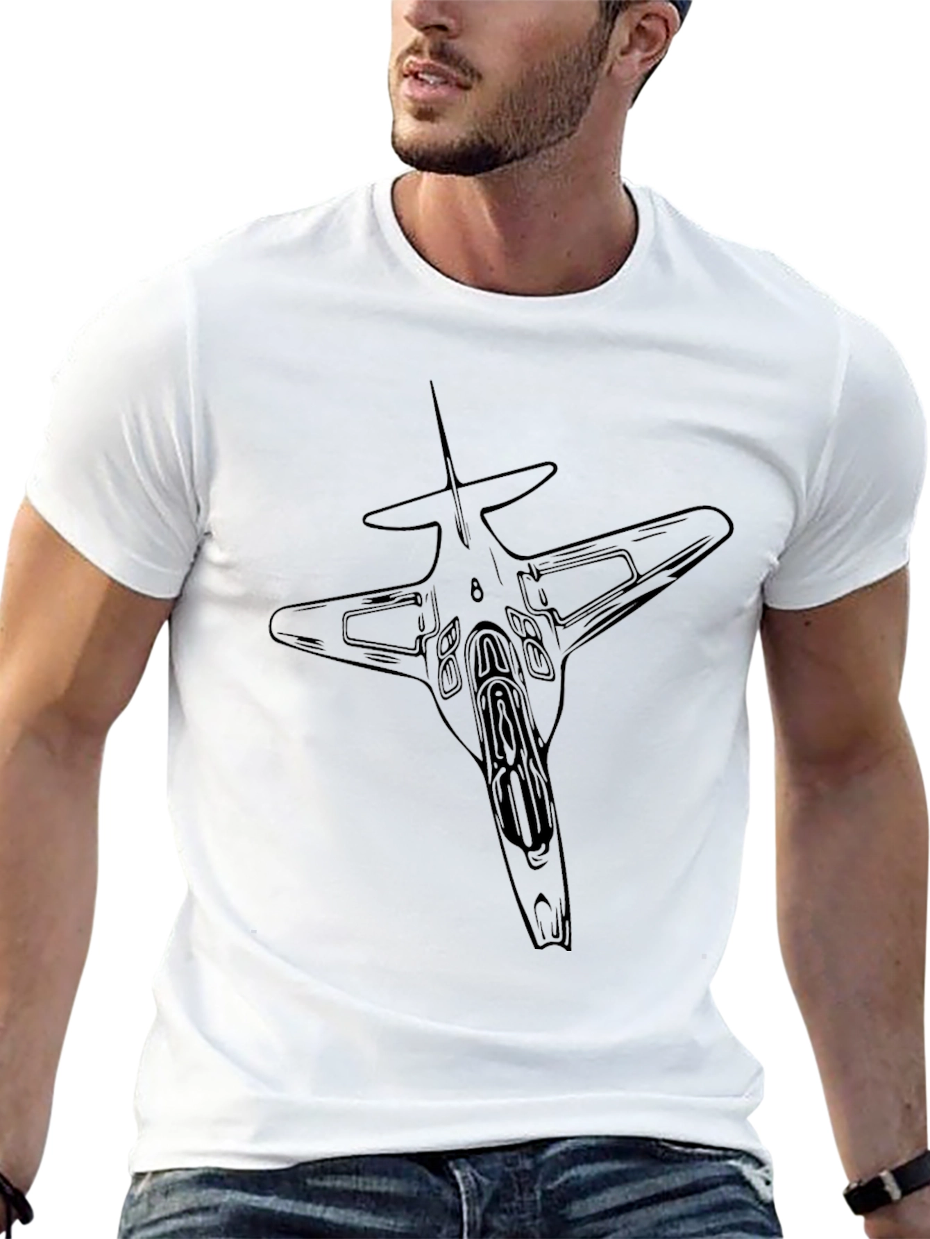 Jet Fighter Graphic Tee - Stylish Black T-Shirt