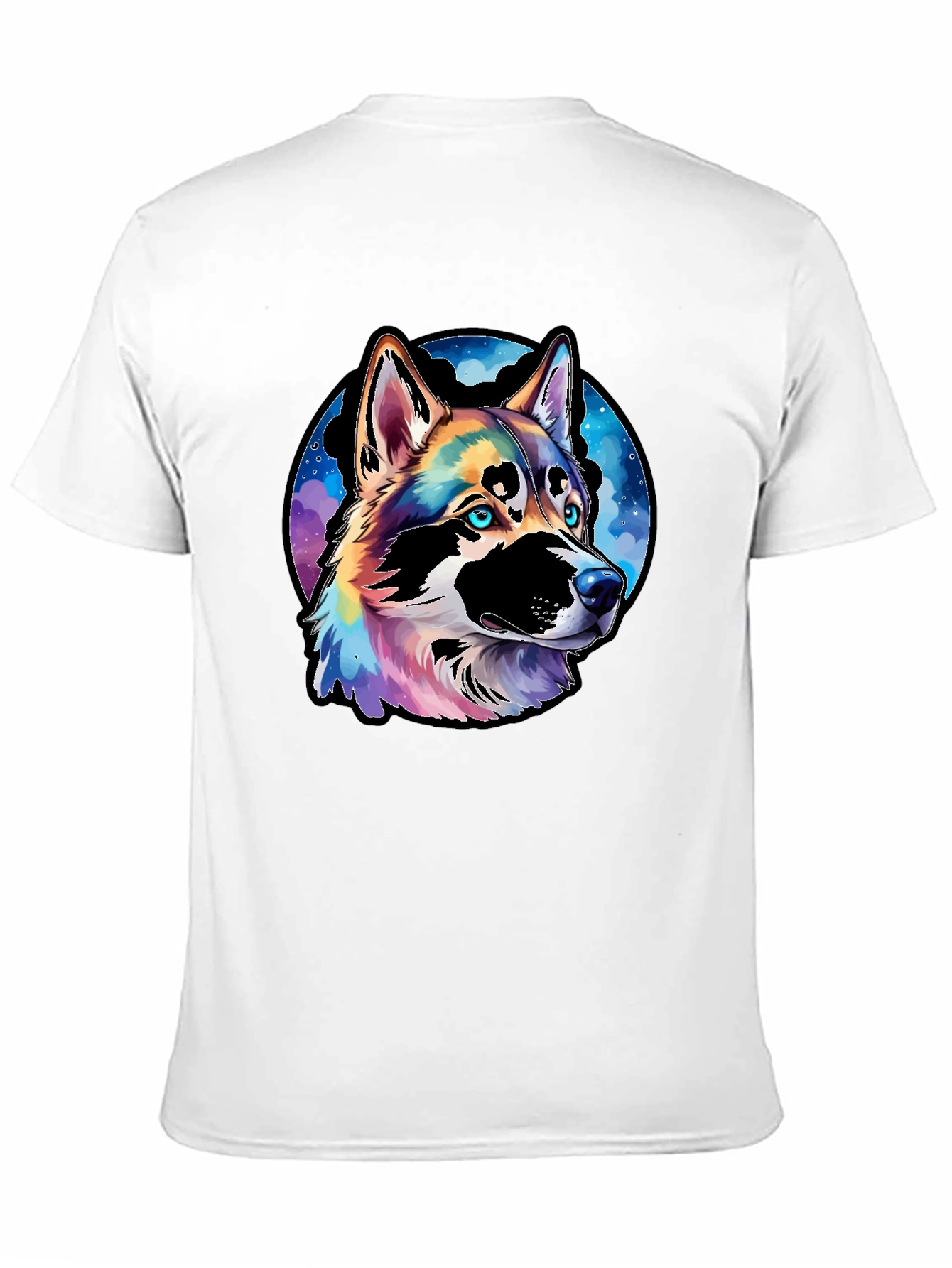 Vibrant Husky Dog Graphic Black T-Shirt