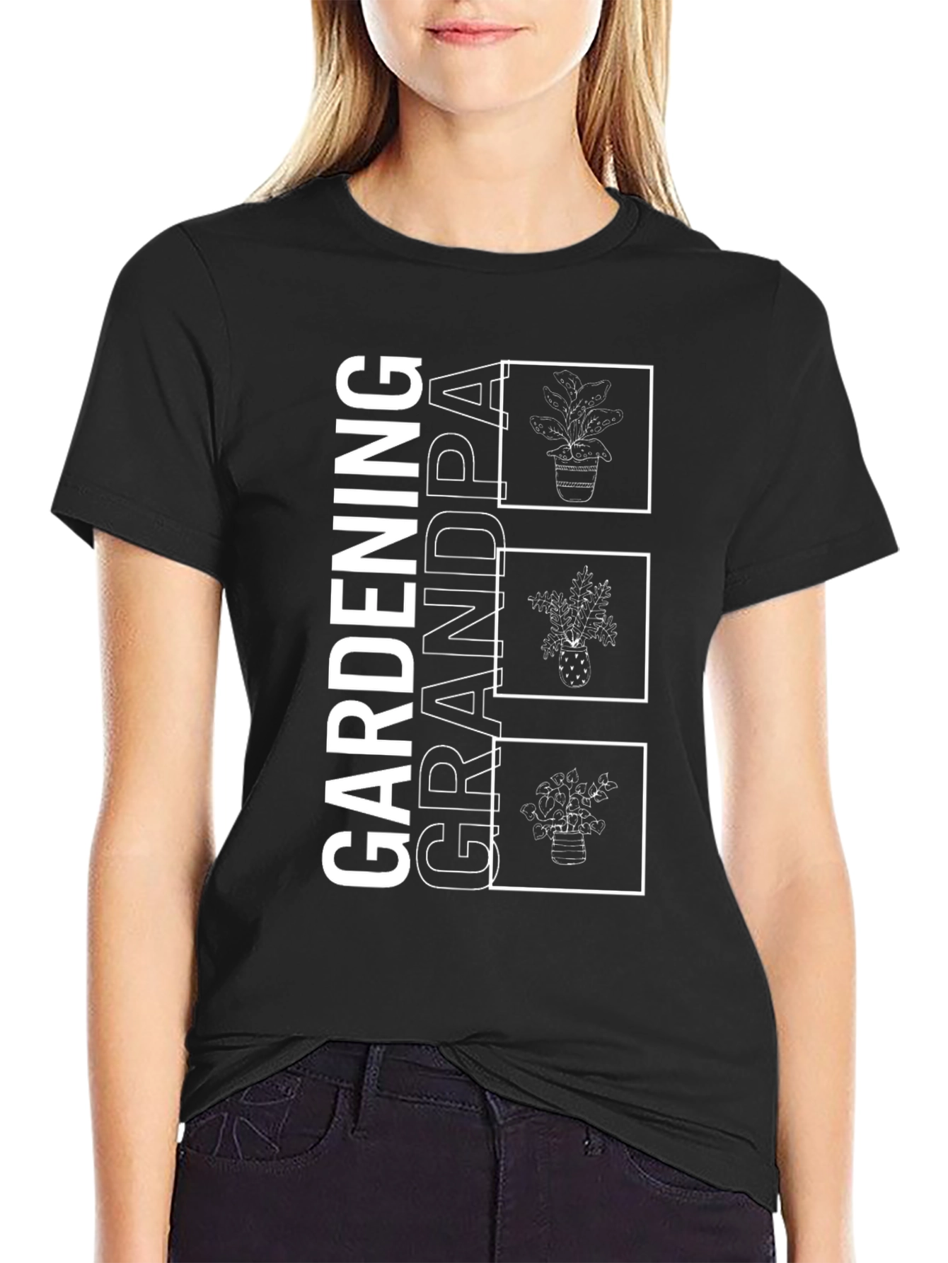 Gardening Grandpa Graphic T-Shirt - Black Cotton Tee