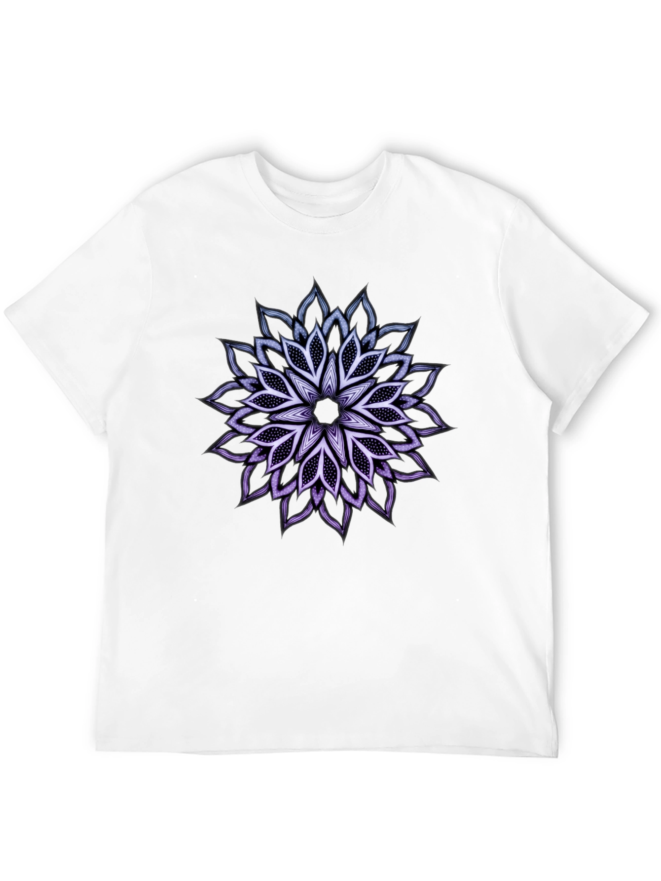 Black T-Shirt with Mandala Flower Design