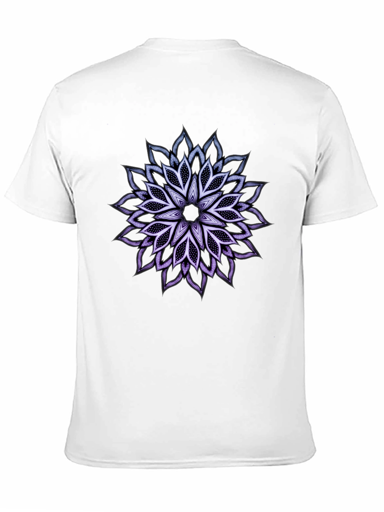 Black T-Shirt with Mandala Flower Design