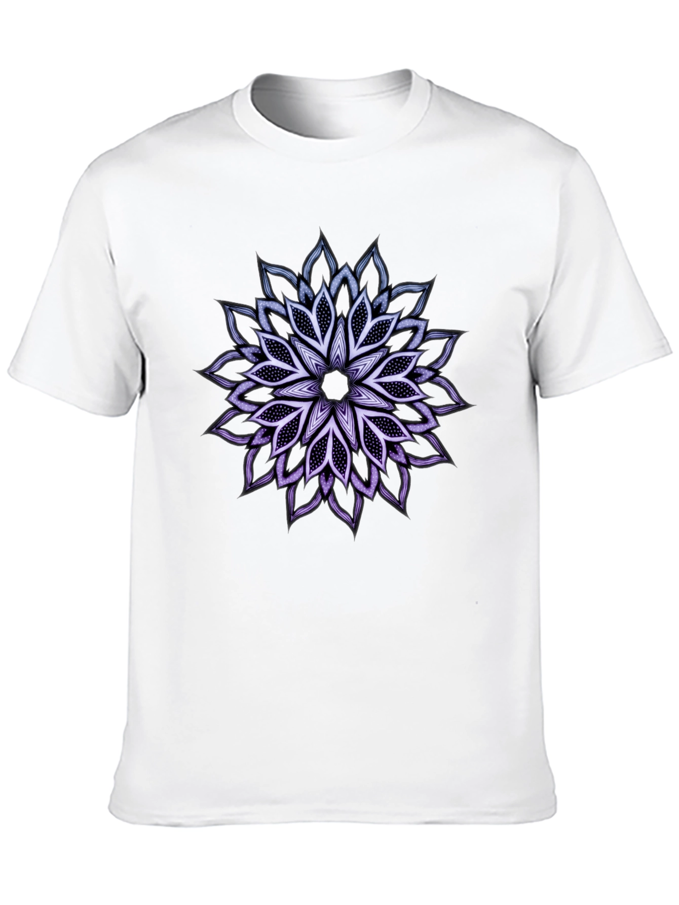 Black T-Shirt with Mandala Flower Design
