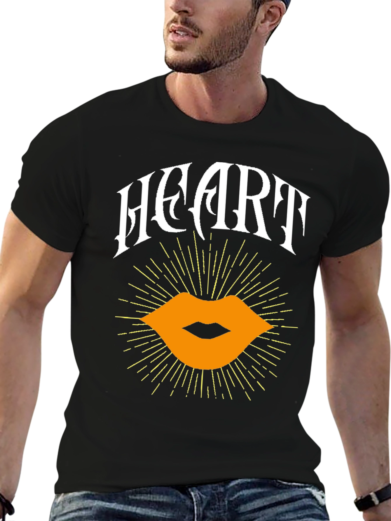 Heart Lips Graphic Black T-Shirt