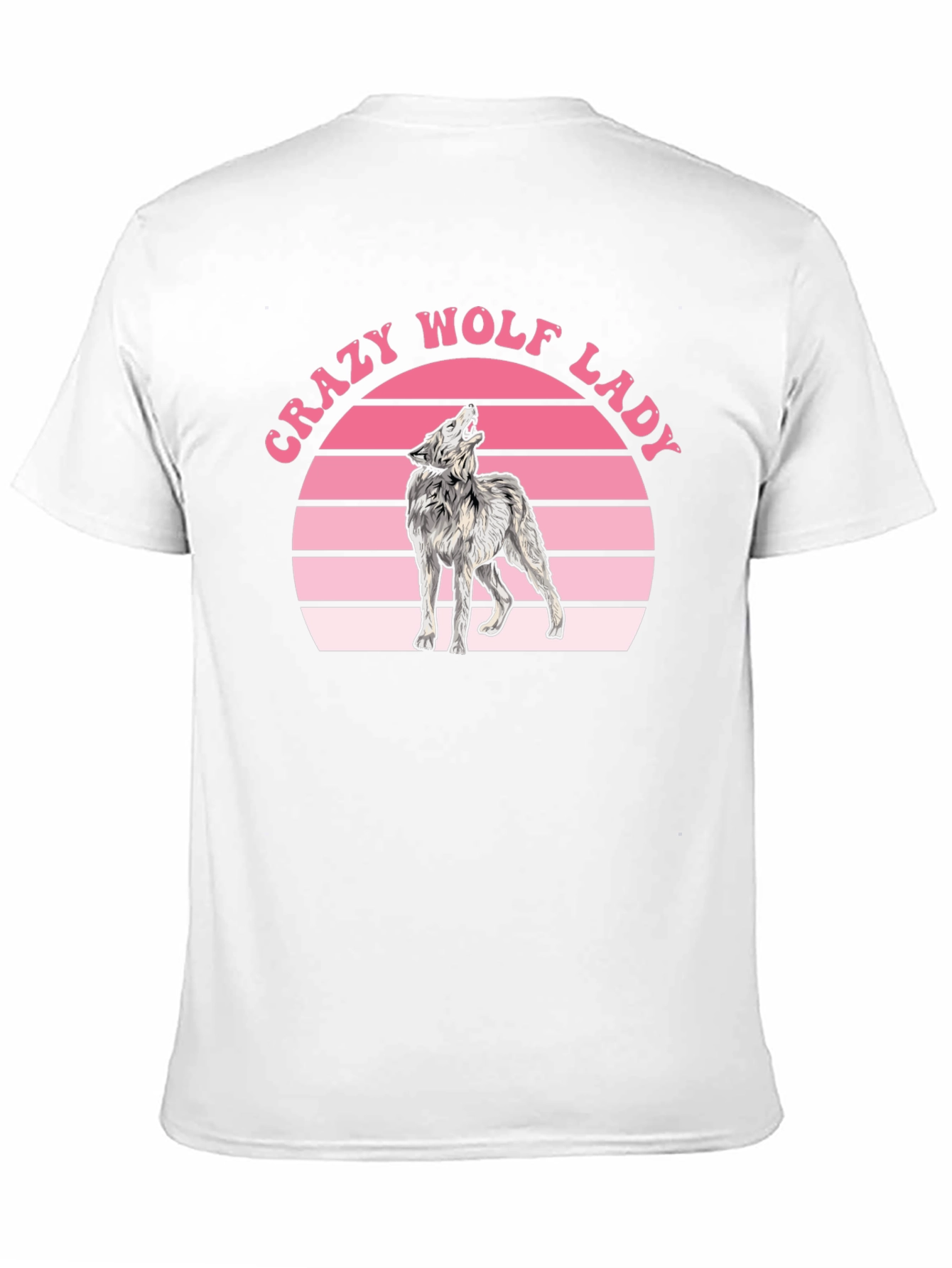 Crazy Wolf Lady Graphic T-Shirt - Black