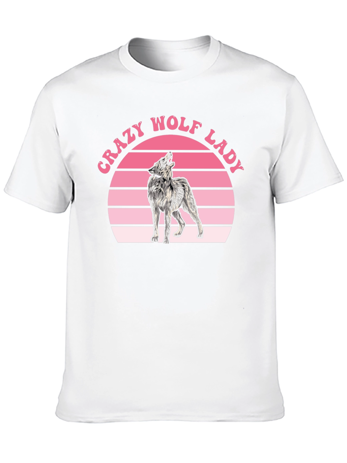 Crazy Wolf Lady Graphic T-Shirt - Black