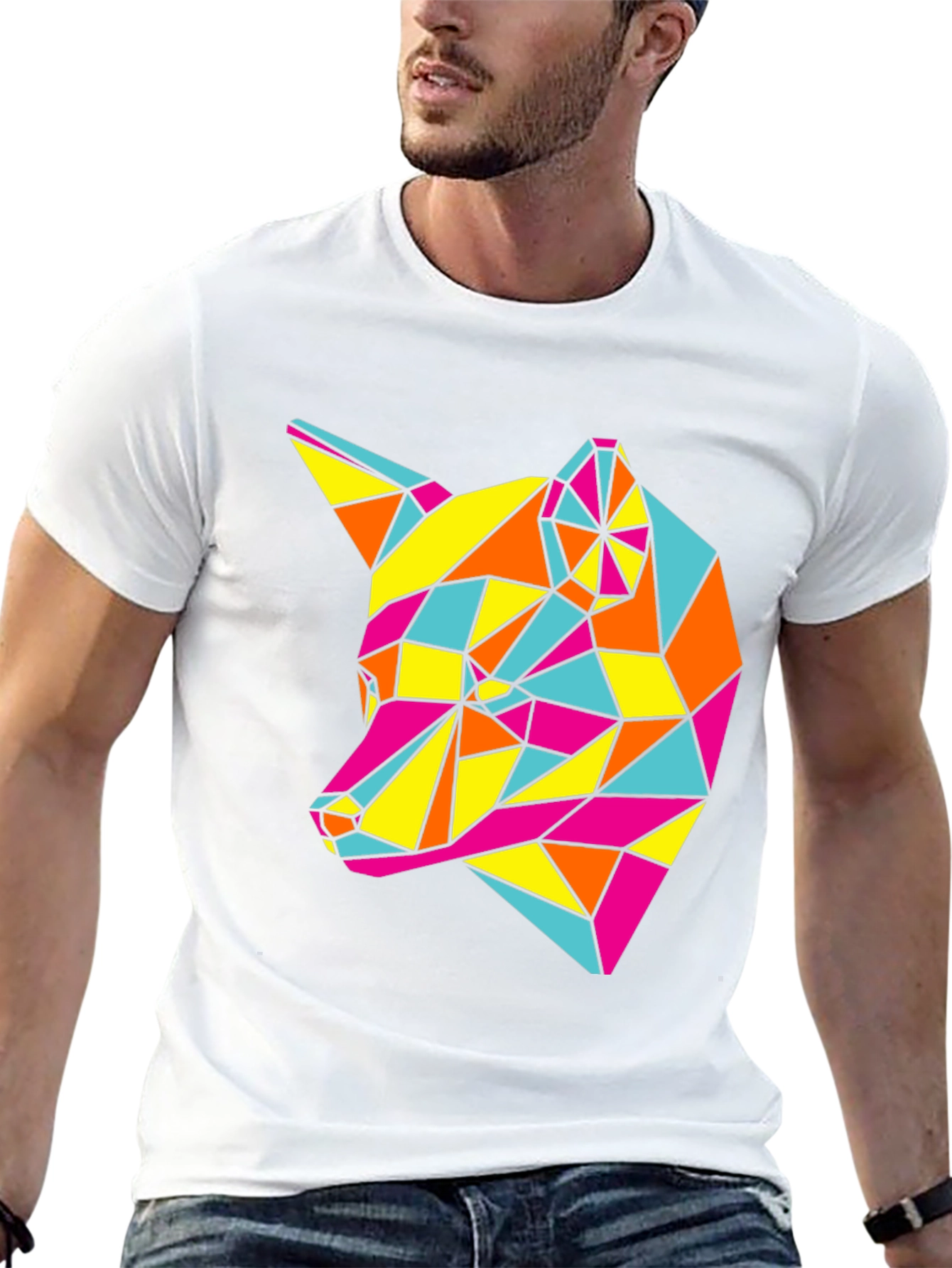 Geometric Fox Graphic Tee - Modern Art Shirt