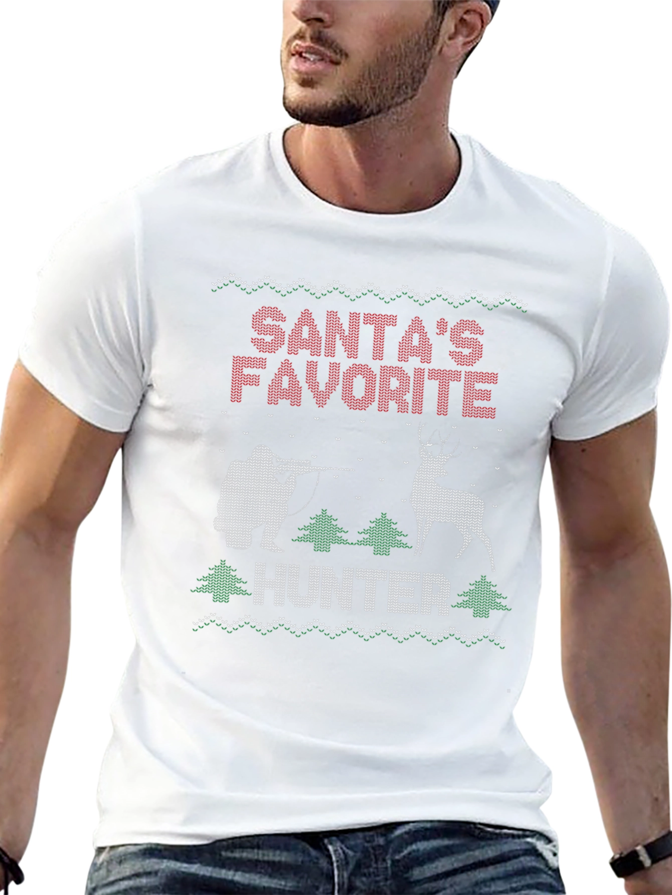 Santas Favorite Hunter Ugly Christmas Sweater T-Shirt