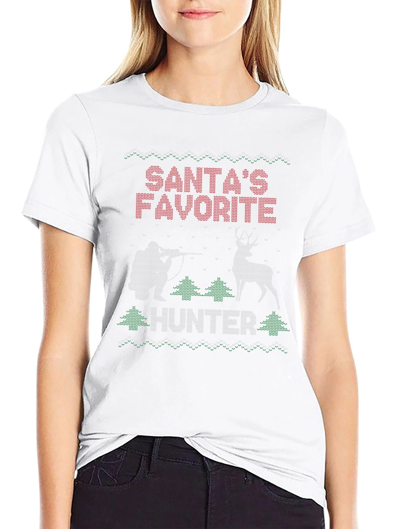 Santas Favorite Hunter Ugly Christmas Sweater T-Shirt