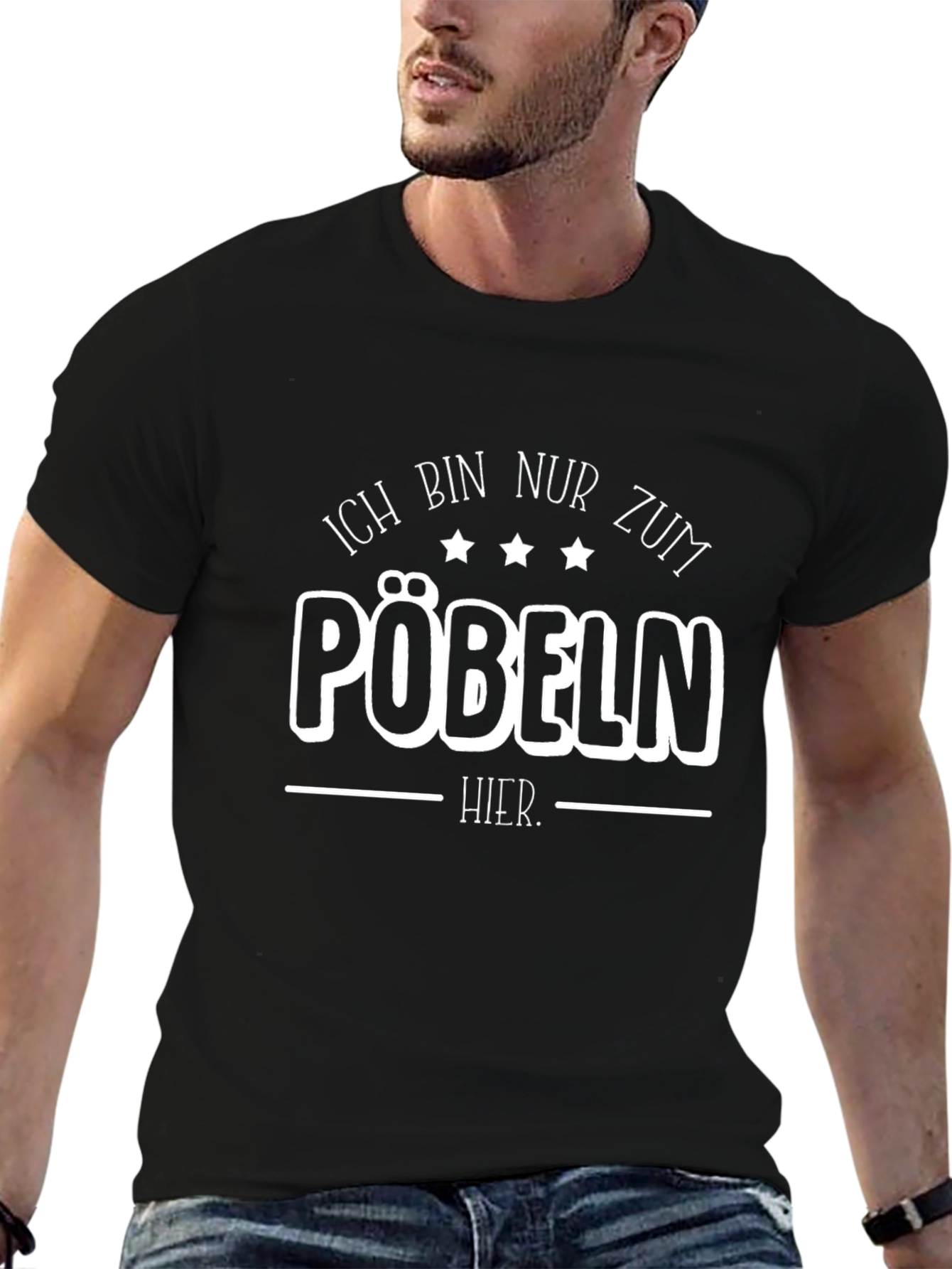 Ich Bin Nur Zum Pöbeln Hier Black T-Shirt