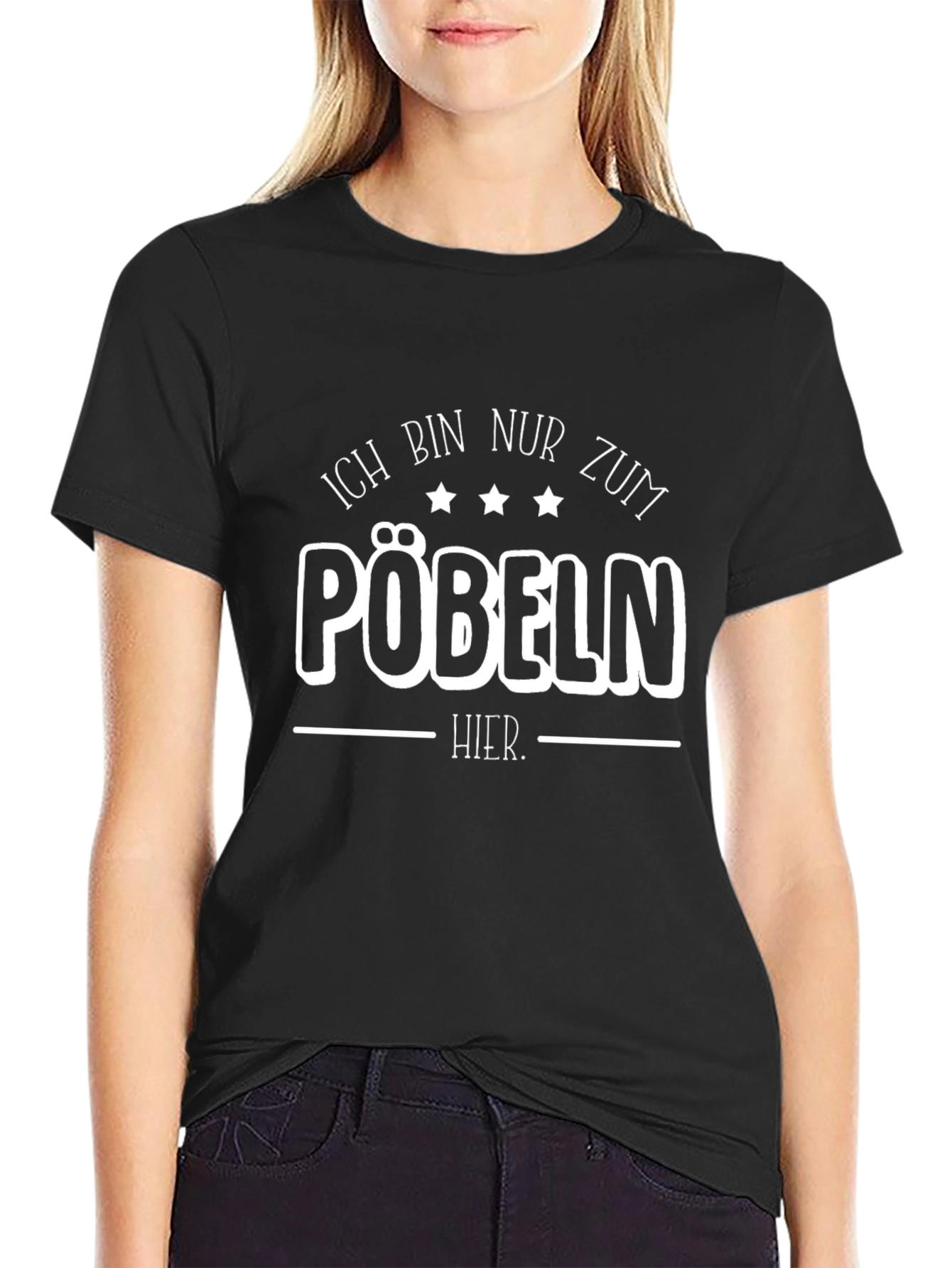 Ich Bin Nur Zum Pöbeln Hier Black T-Shirt