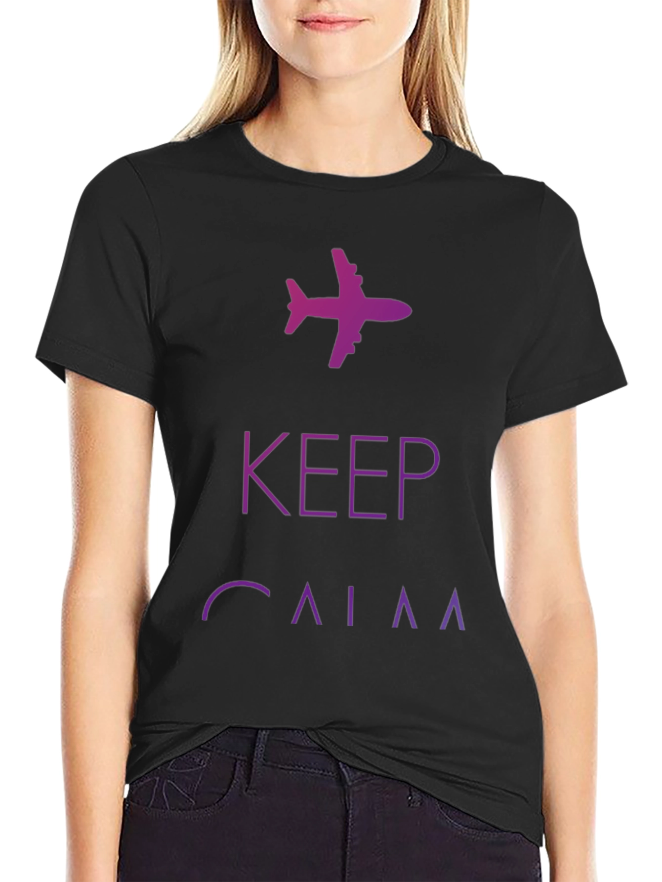 Keep Calm Airplane Graphic Tee - Black