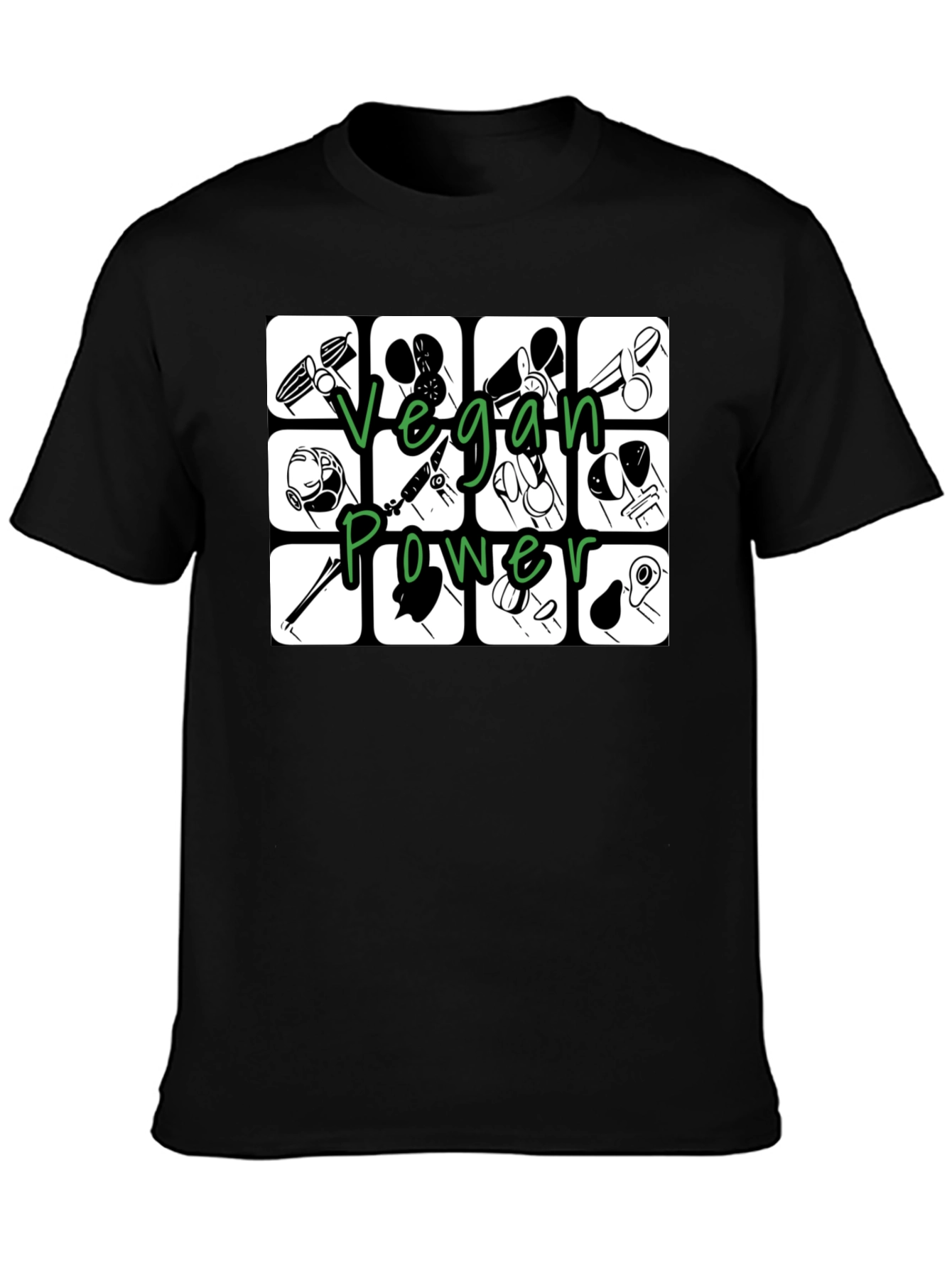 Vegan Power T-Shirt - Black Graphic Tee