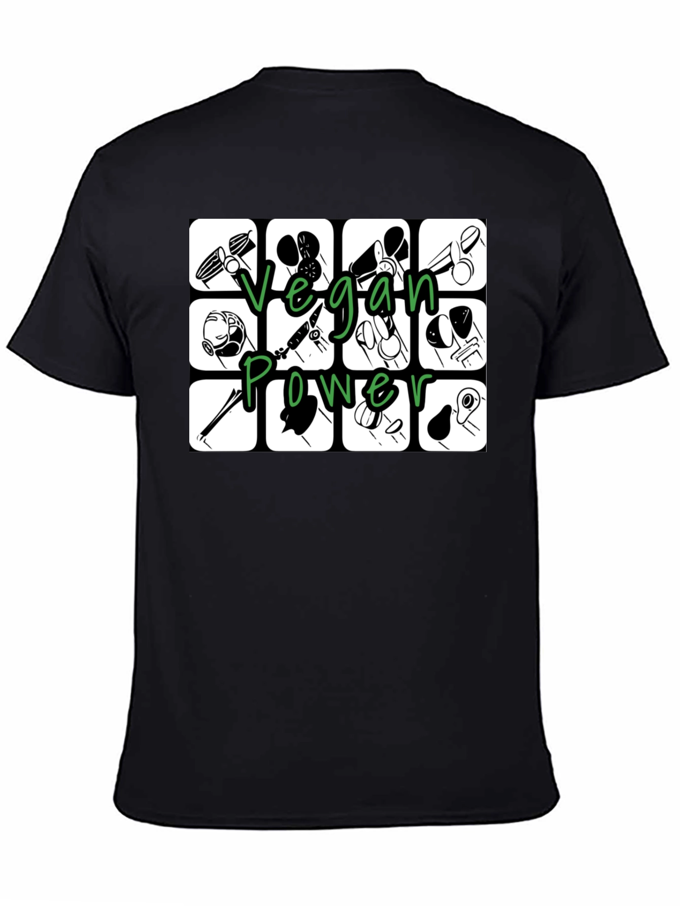Vegan Power T-Shirt - Black Graphic Tee