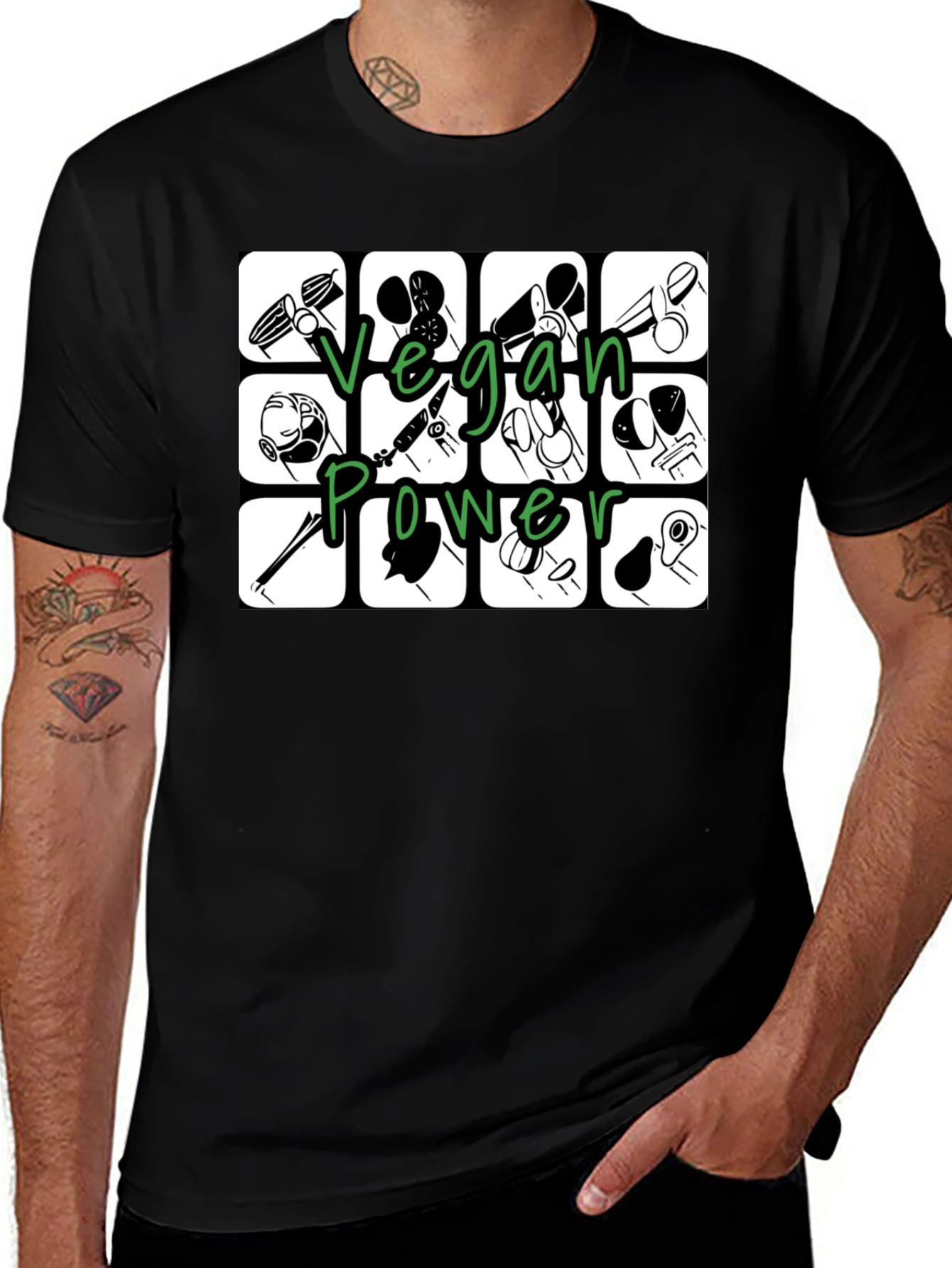 Vegan Power T-Shirt - Black Graphic Tee