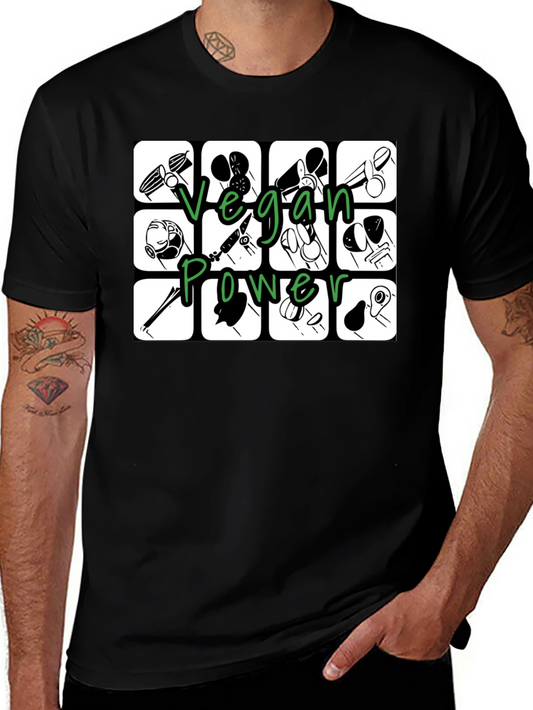 Vegan Power T-Shirt - Black Graphic Tee