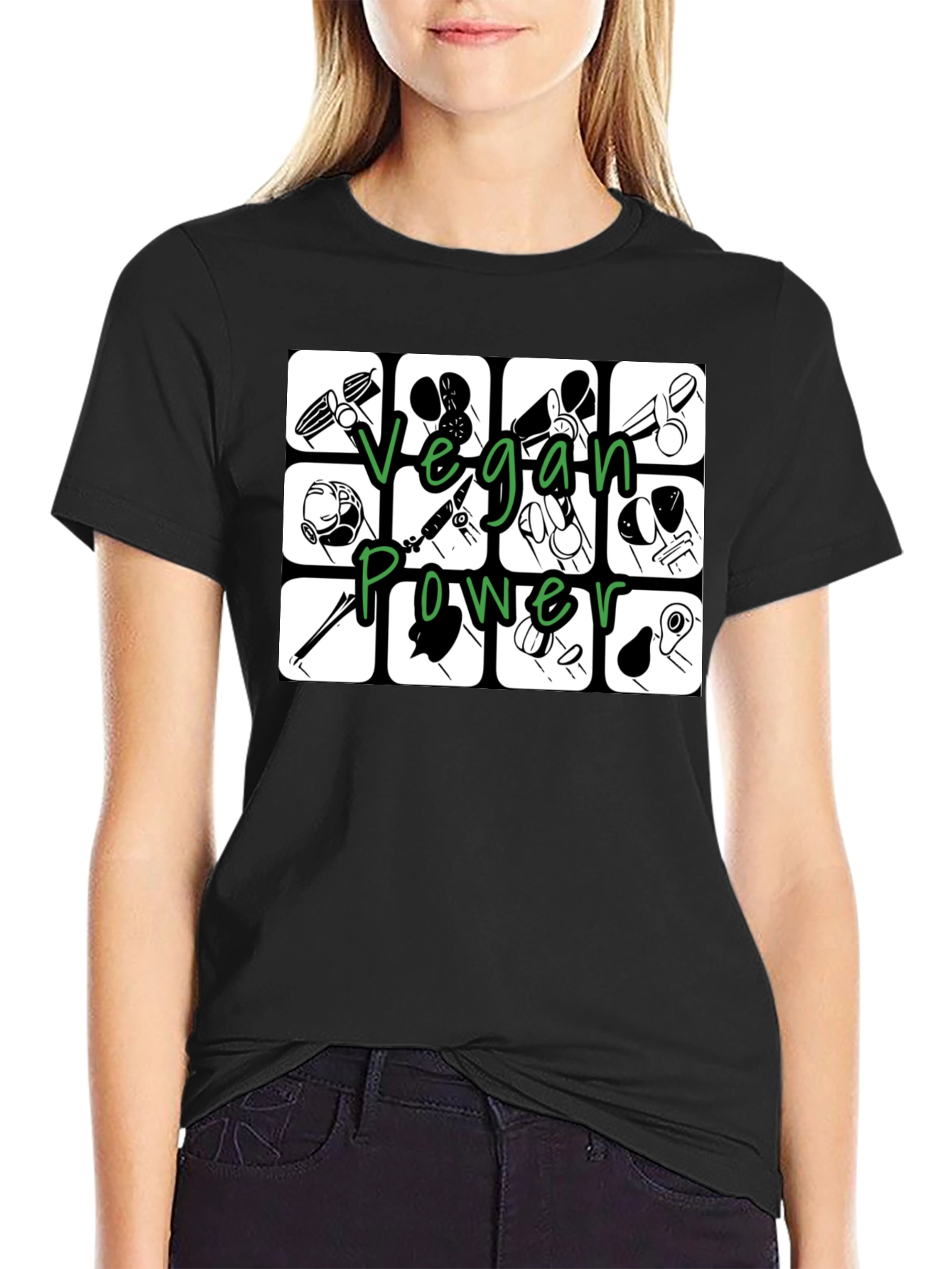 Vegan Power T-Shirt - Black Graphic Tee
