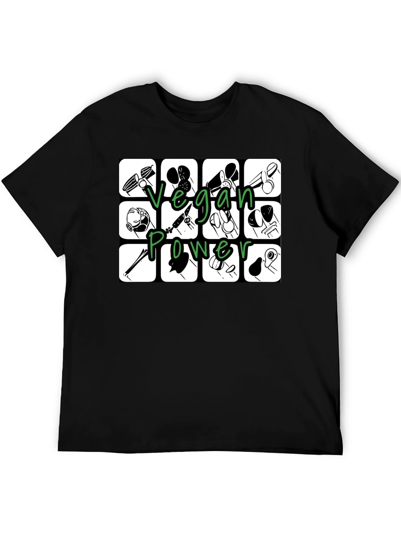 Vegan Power T-Shirt - Black Graphic Tee