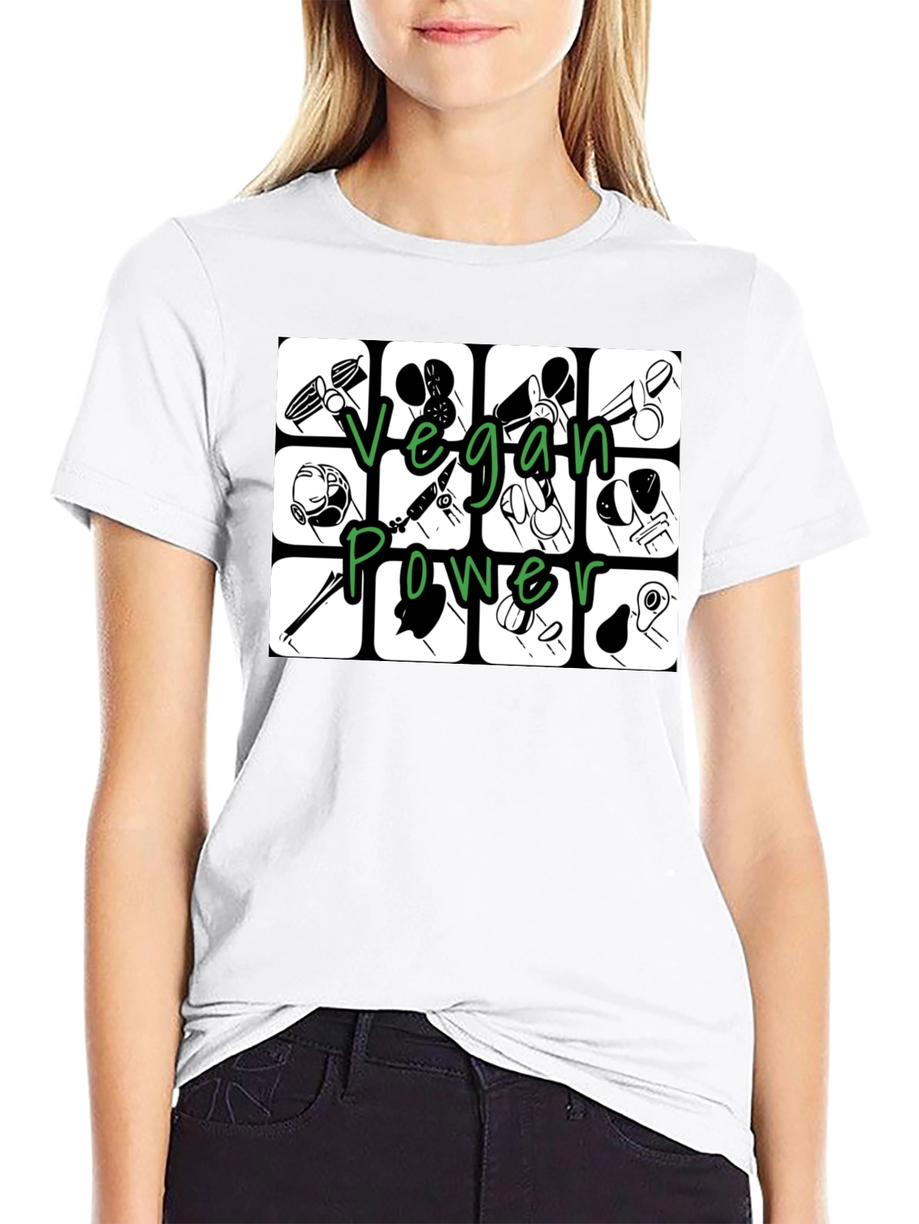 Vegan Power T-Shirt - Black Graphic Tee