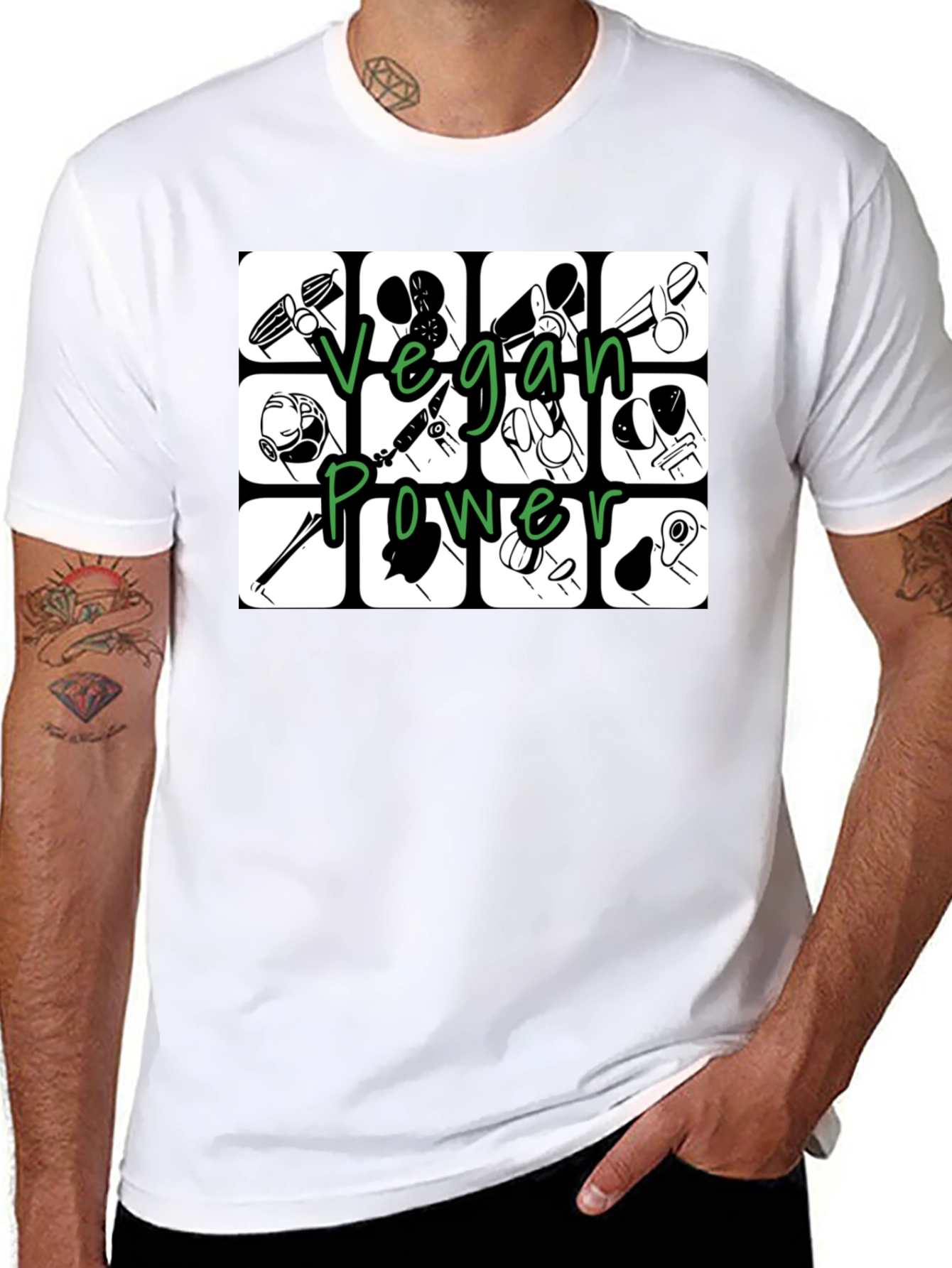 Vegan Power T-Shirt - Black Graphic Tee