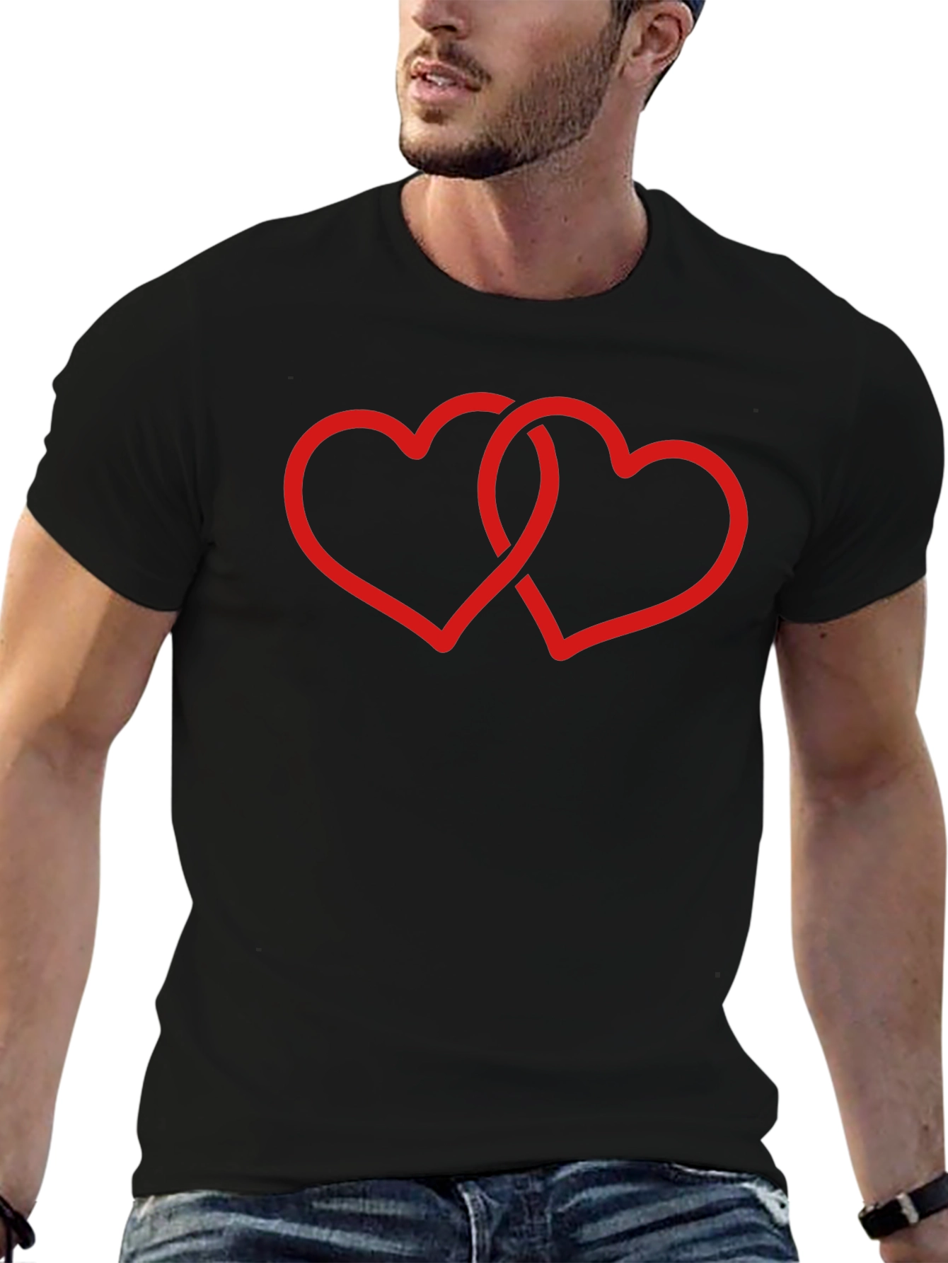 Intertwined Hearts Black Tee