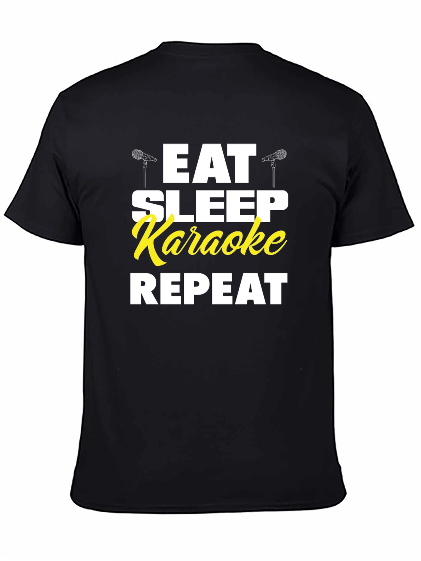Eat Sleep Karaoke Repeat Black Graphic Tee