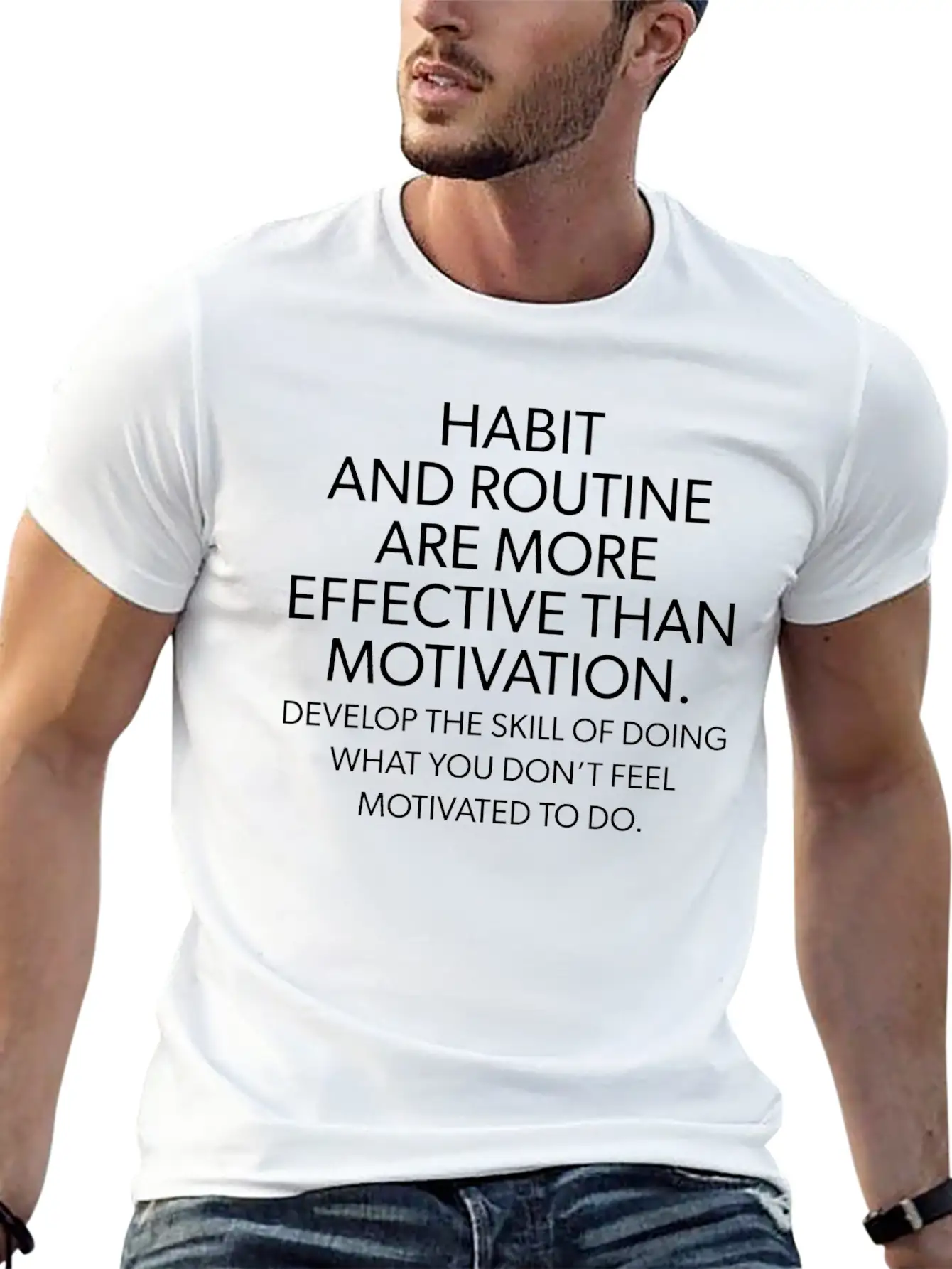 Habit And Routine Vs Motivation WHITE Essential Unisex Summer Tee – Soft Cotton Casual Fit