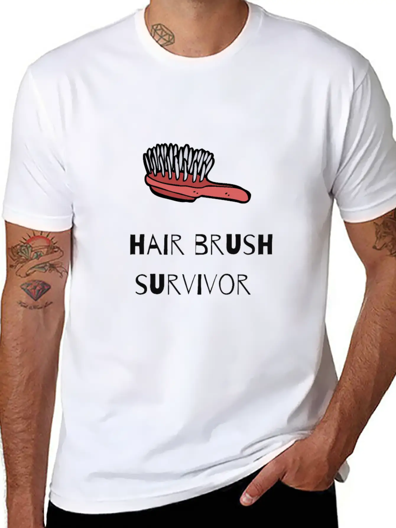 Hair Brush Survivor Basic Graphic T-Shirt – Daily Comfort In Soft Cotton