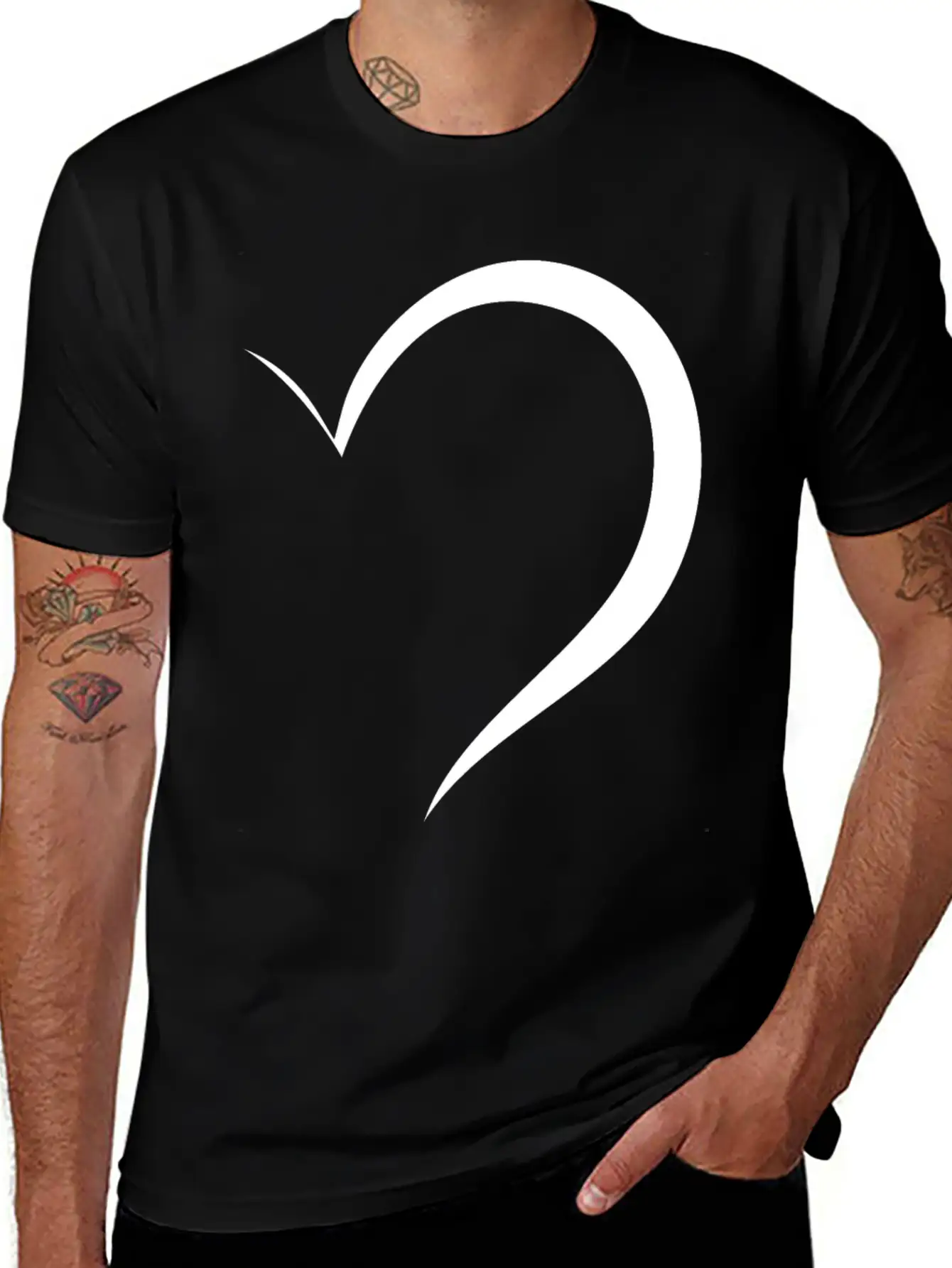 Half White Heart Stylish Everyday T-Shirt – Unisex Basic Cotton Tee