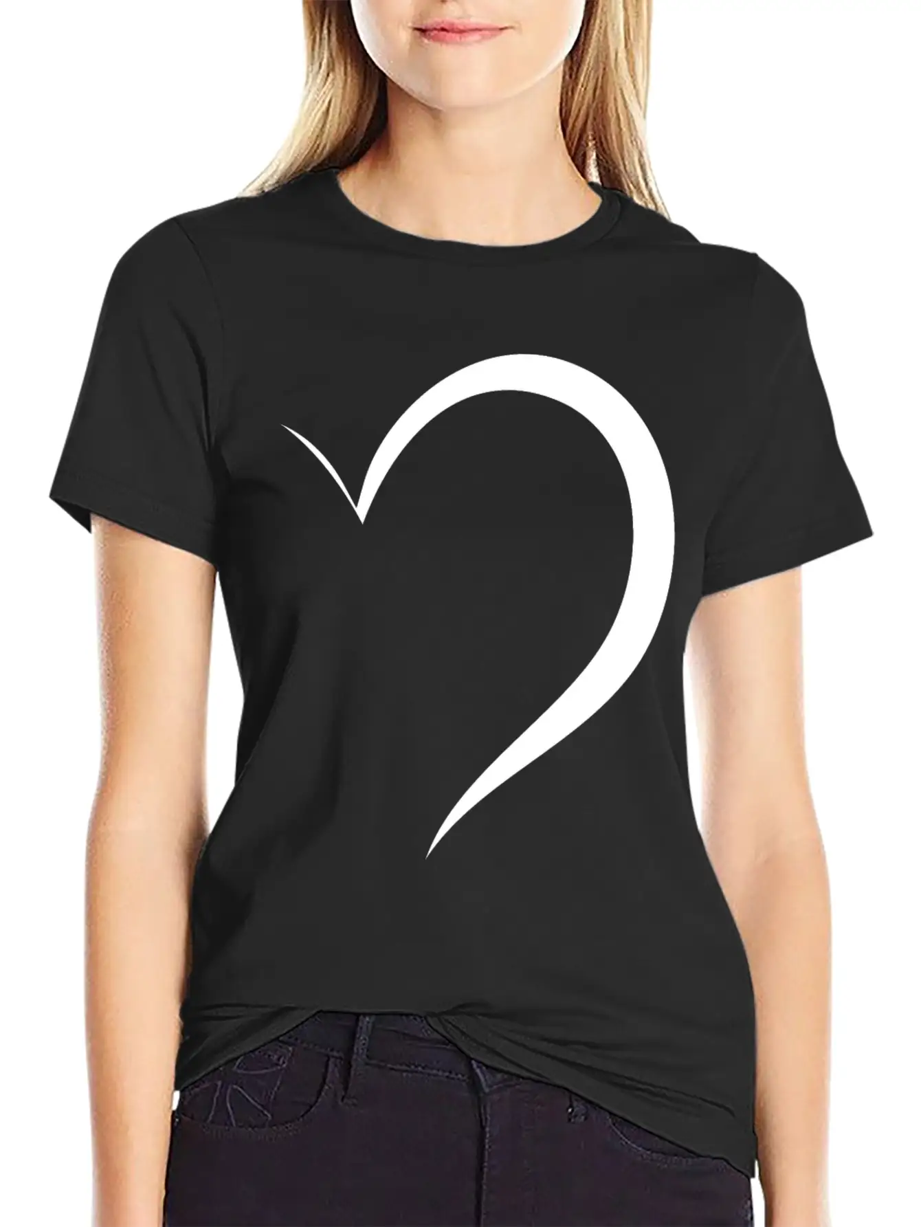 Half White Heart Stylish Everyday T-Shirt – Unisex Basic Cotton Tee