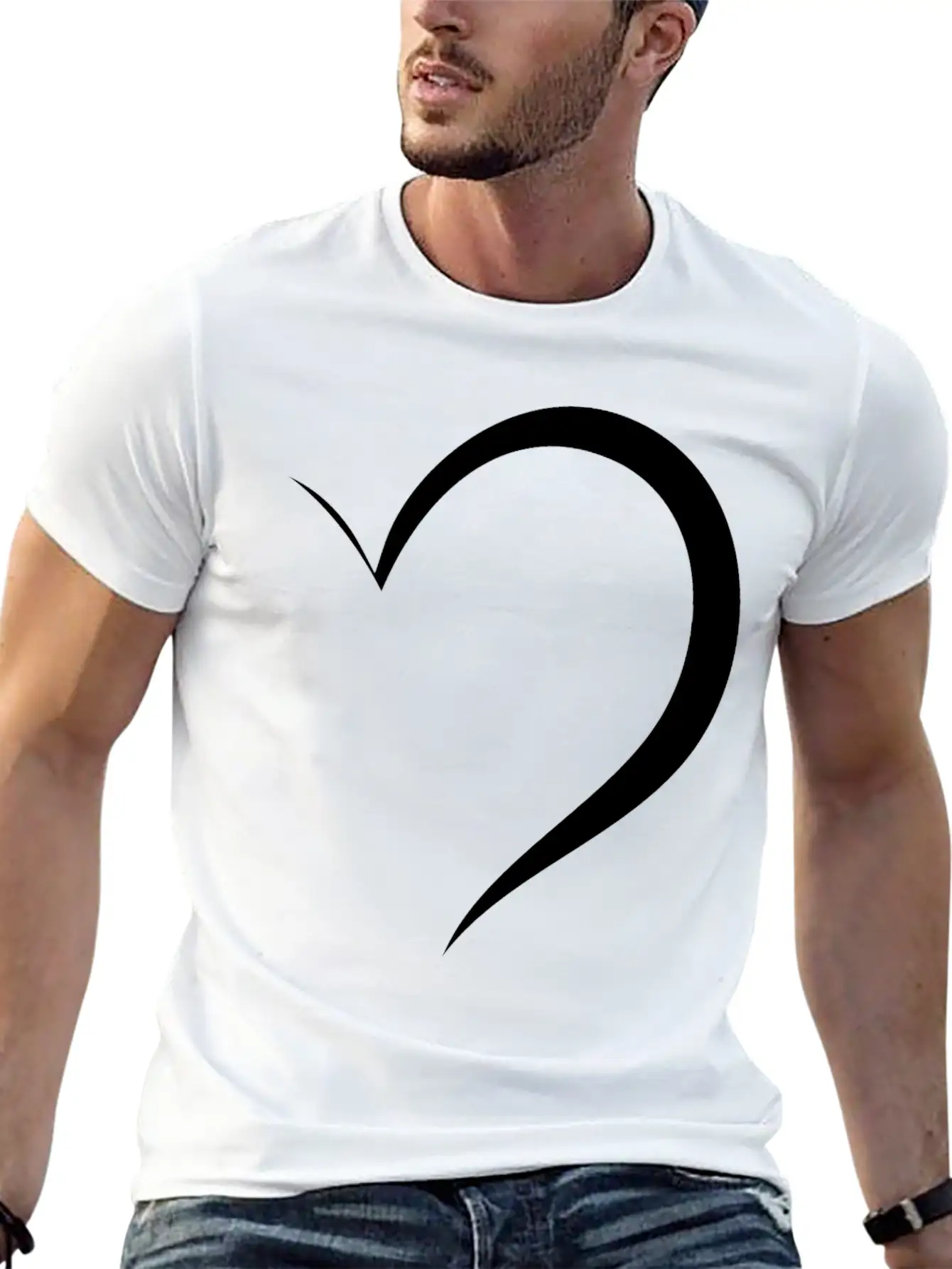 Half White Heart Stylish Everyday T-Shirt – Unisex Basic Cotton Tee
