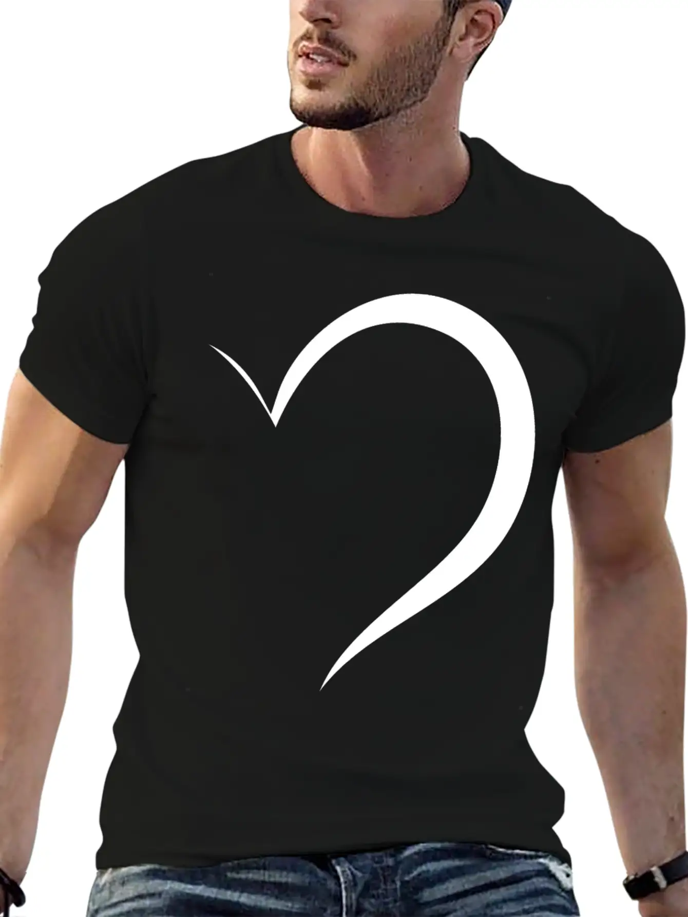 Half White Heart Stylish Everyday T-Shirt – Unisex Basic Cotton Tee