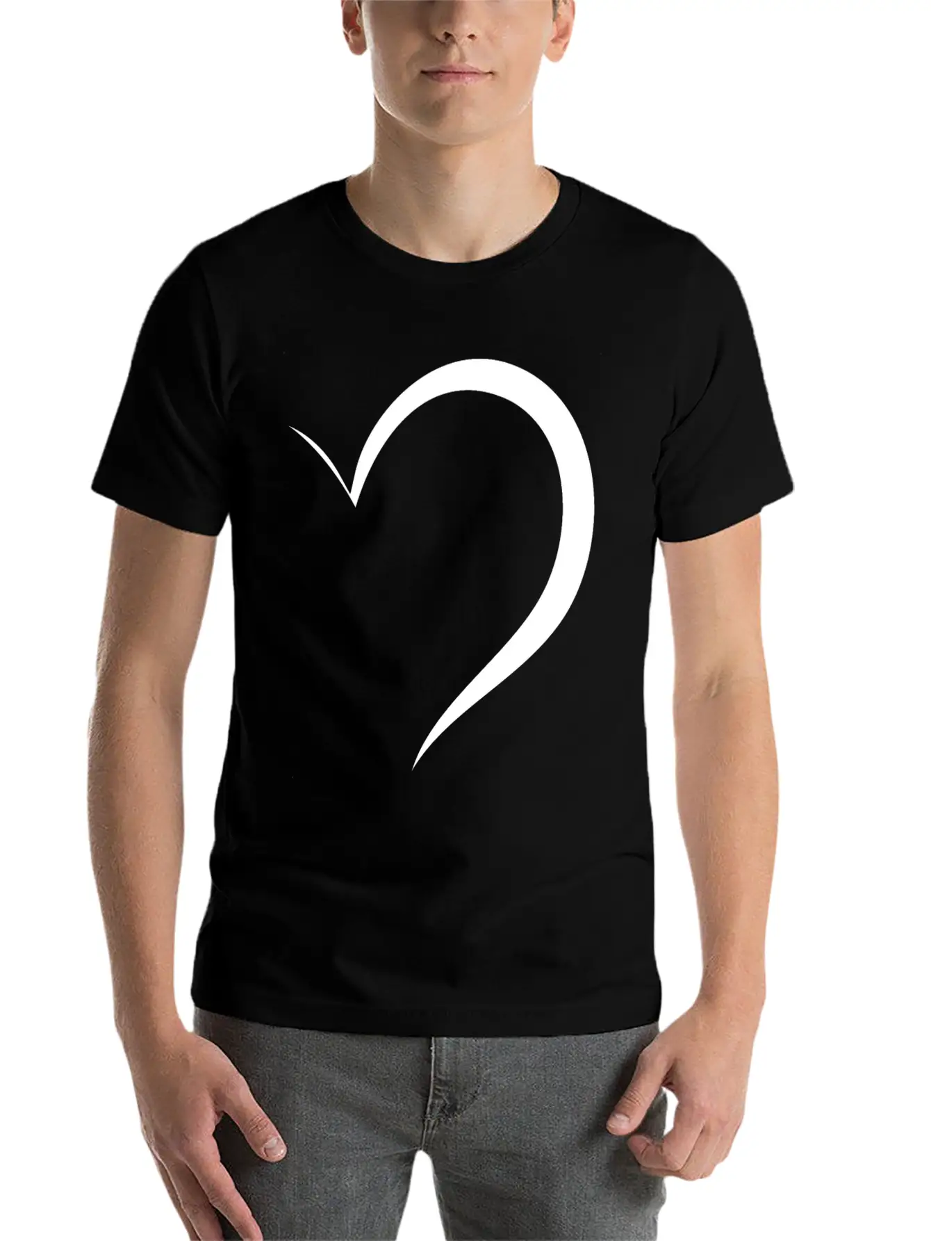 Half White Heart Stylish Everyday T-Shirt – Unisex Basic Cotton Tee