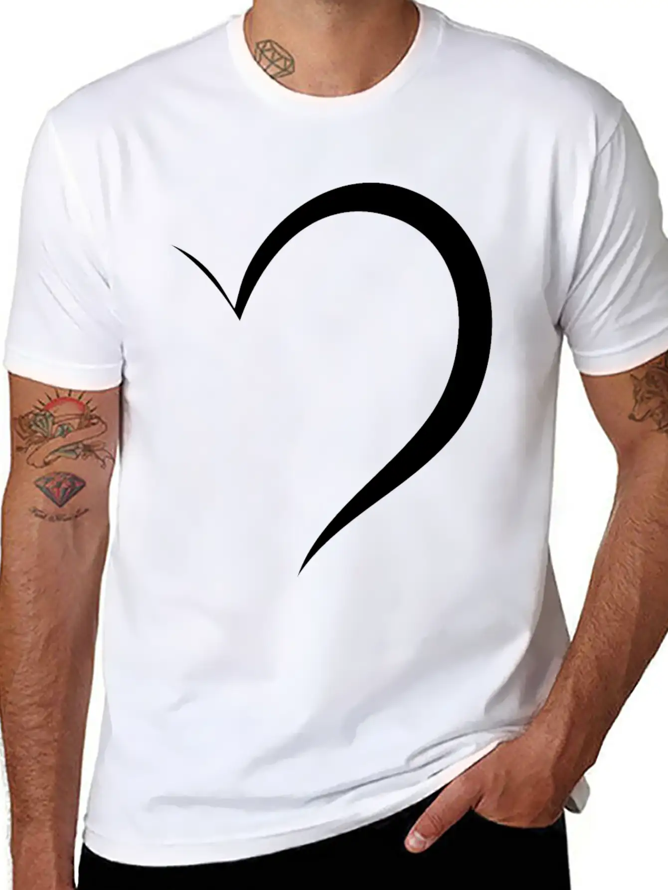 Half White Heart Stylish Everyday T-Shirt – Unisex Basic Cotton Tee