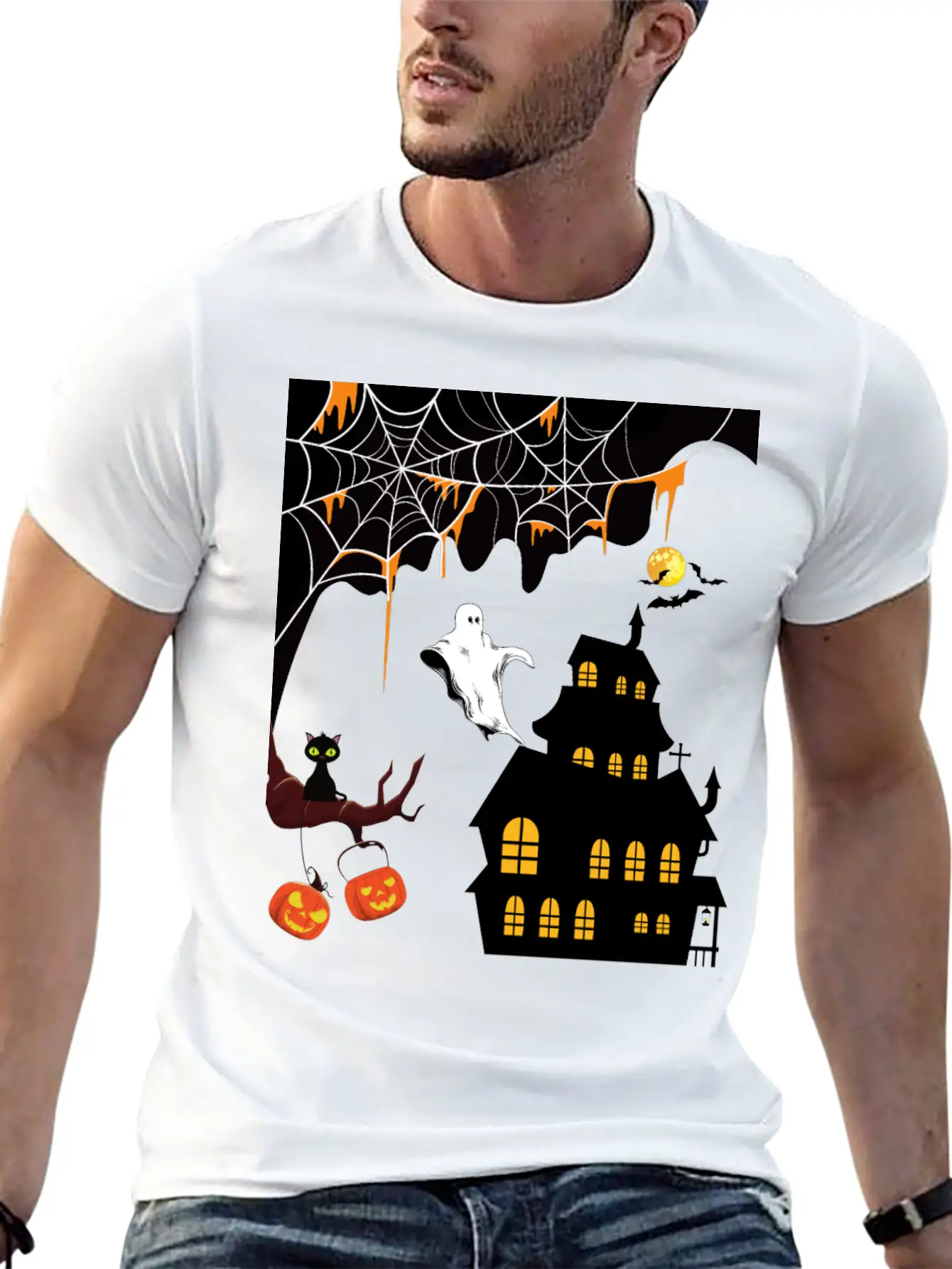 Halloween Celebration Theme Designs Stylish Everyday T-Shirt – Unisex Basic Cotton Tee
