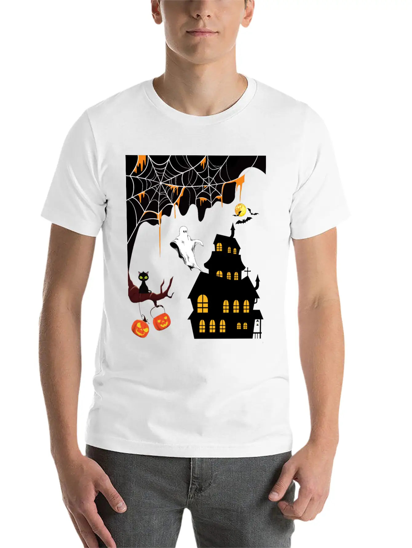 Halloween Celebration Theme Designs Stylish Everyday T-Shirt – Unisex Basic Cotton Tee