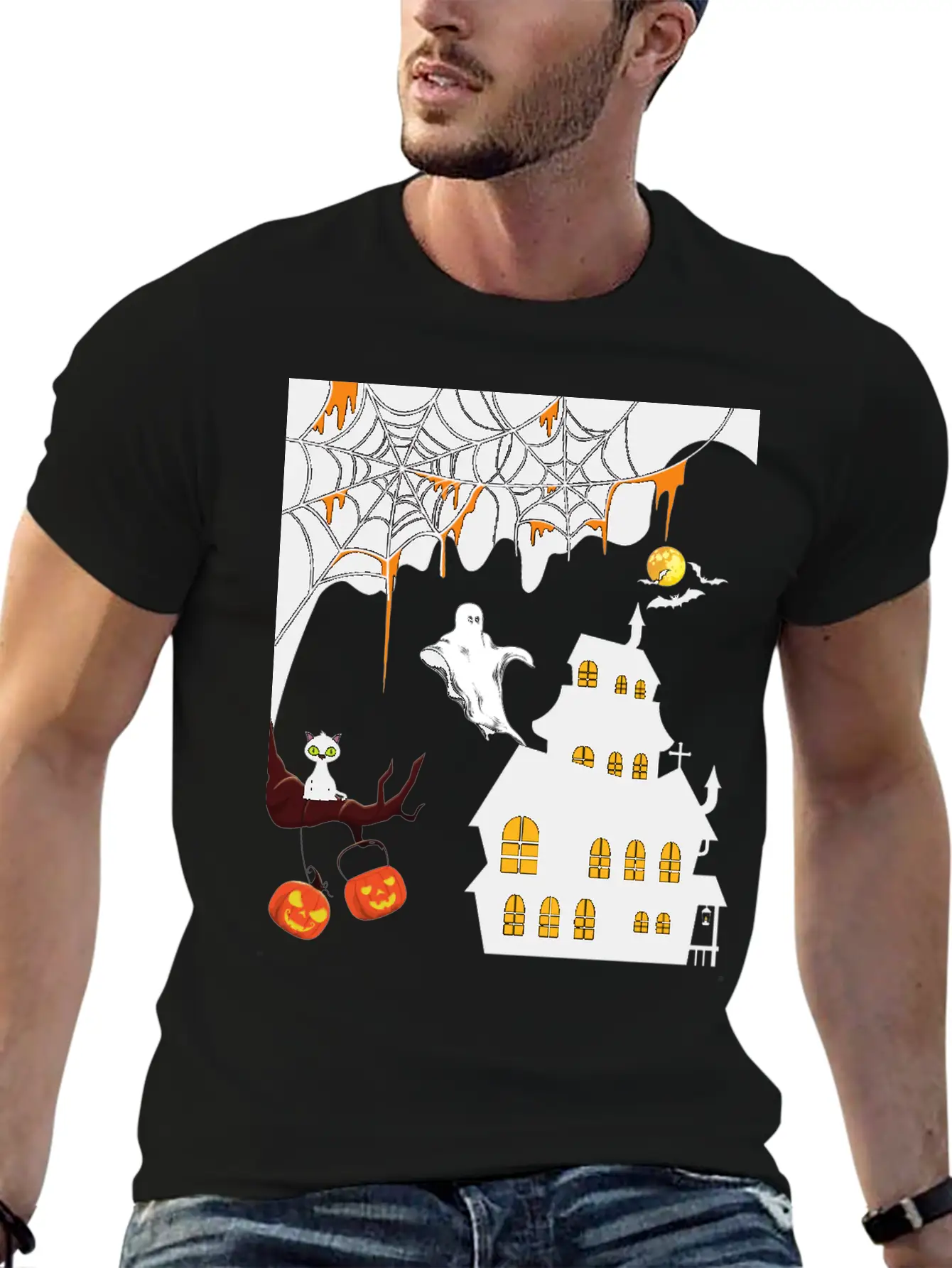 Halloween Celebration Theme Designs Stylish Everyday T-Shirt – Unisex Basic Cotton Tee