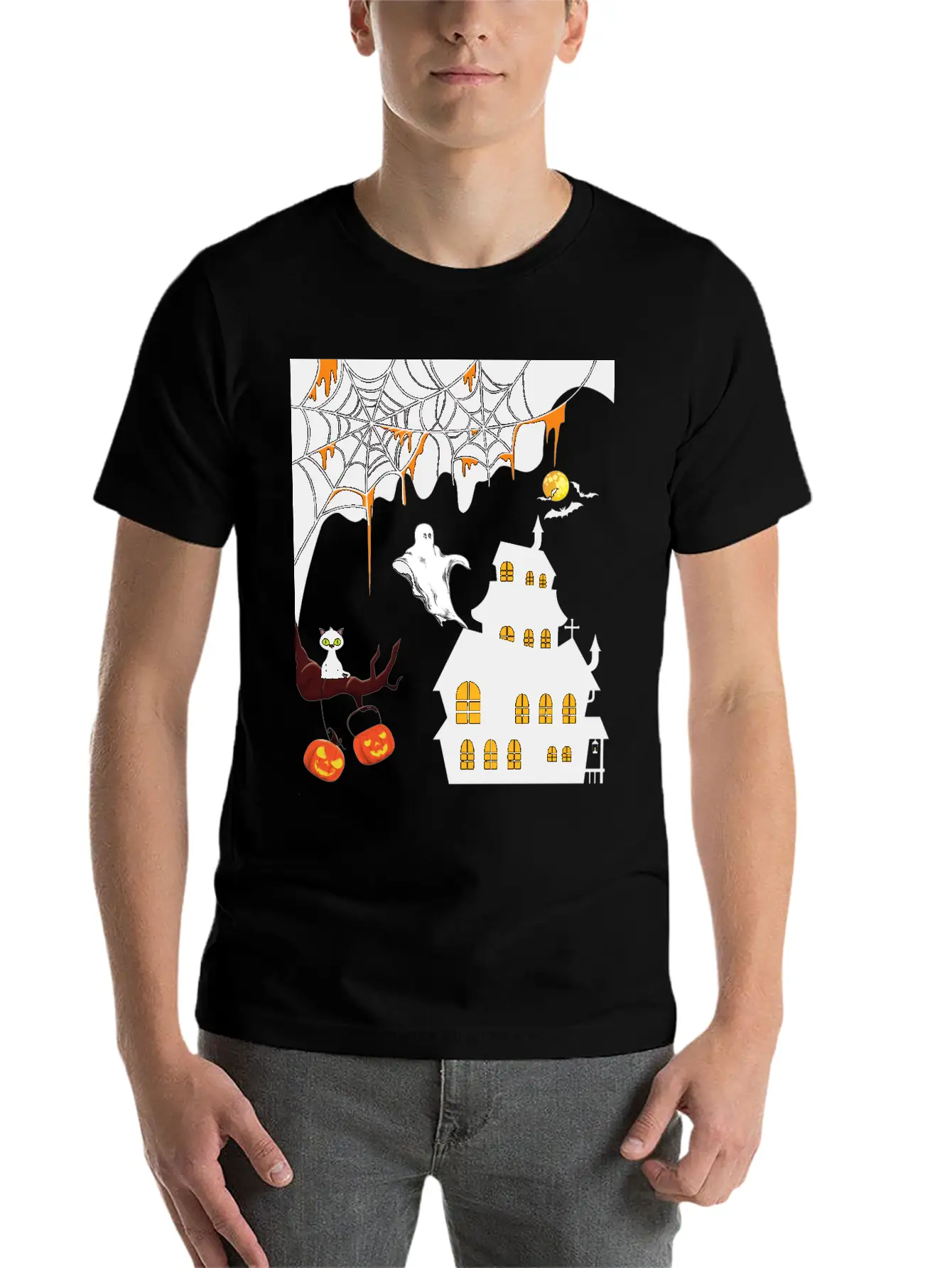 Halloween Celebration Theme Designs Stylish Everyday T-Shirt – Unisex Basic Cotton Tee