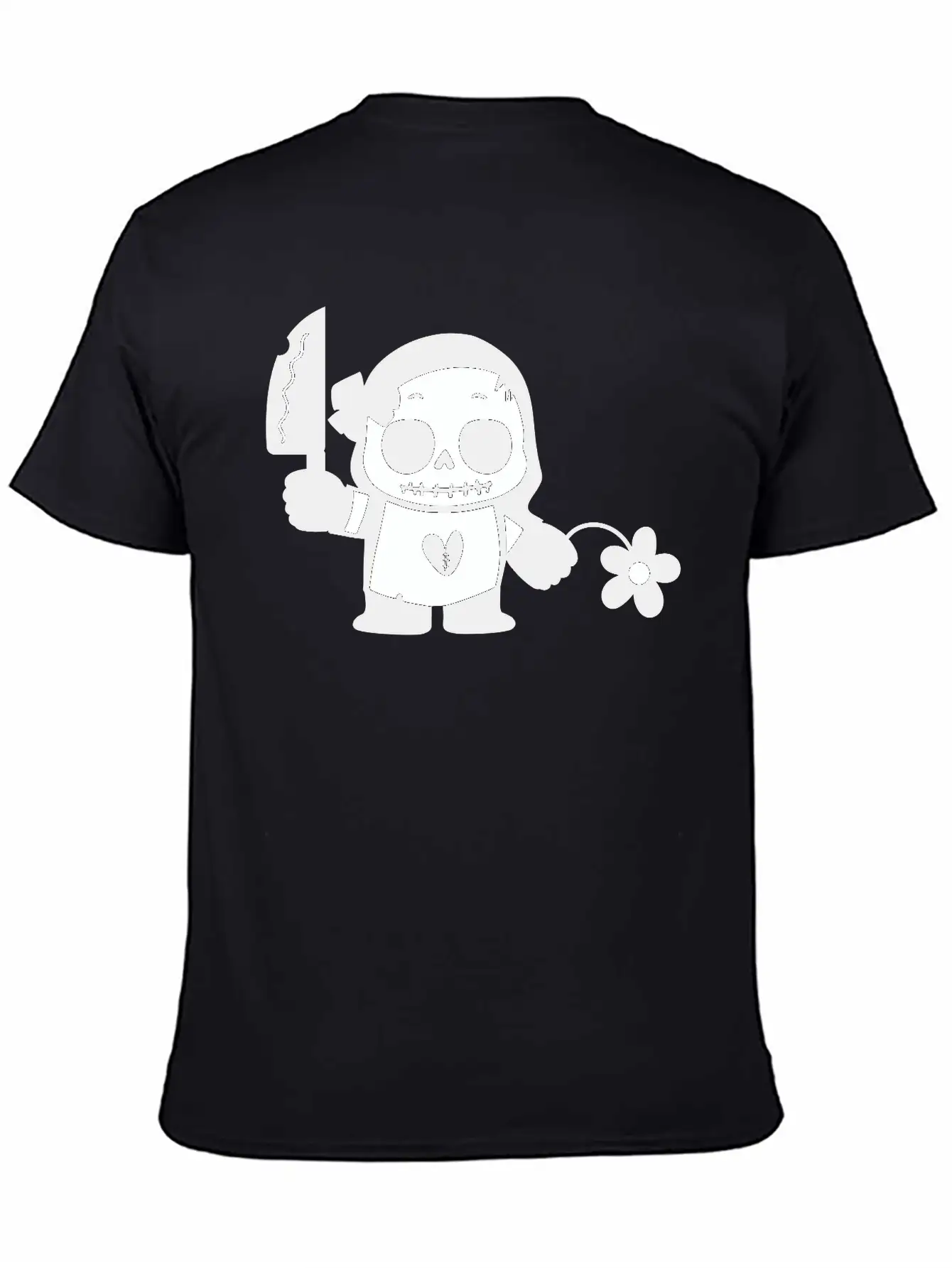 Halloween Girl With Flower And Knife Comfortable Minimalist Graphic Tee – Summer Style Essential