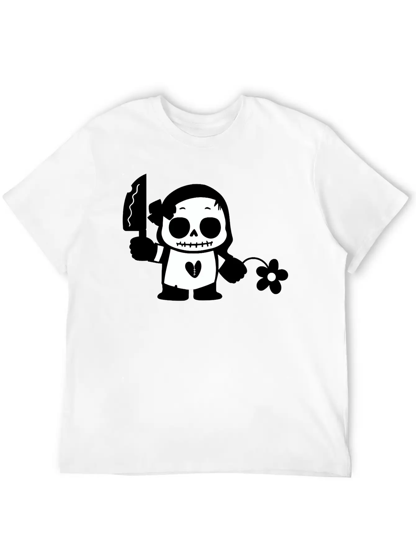 Halloween Girl With Flower And Knife Comfortable Minimalist Graphic Tee – Summer Style Essential