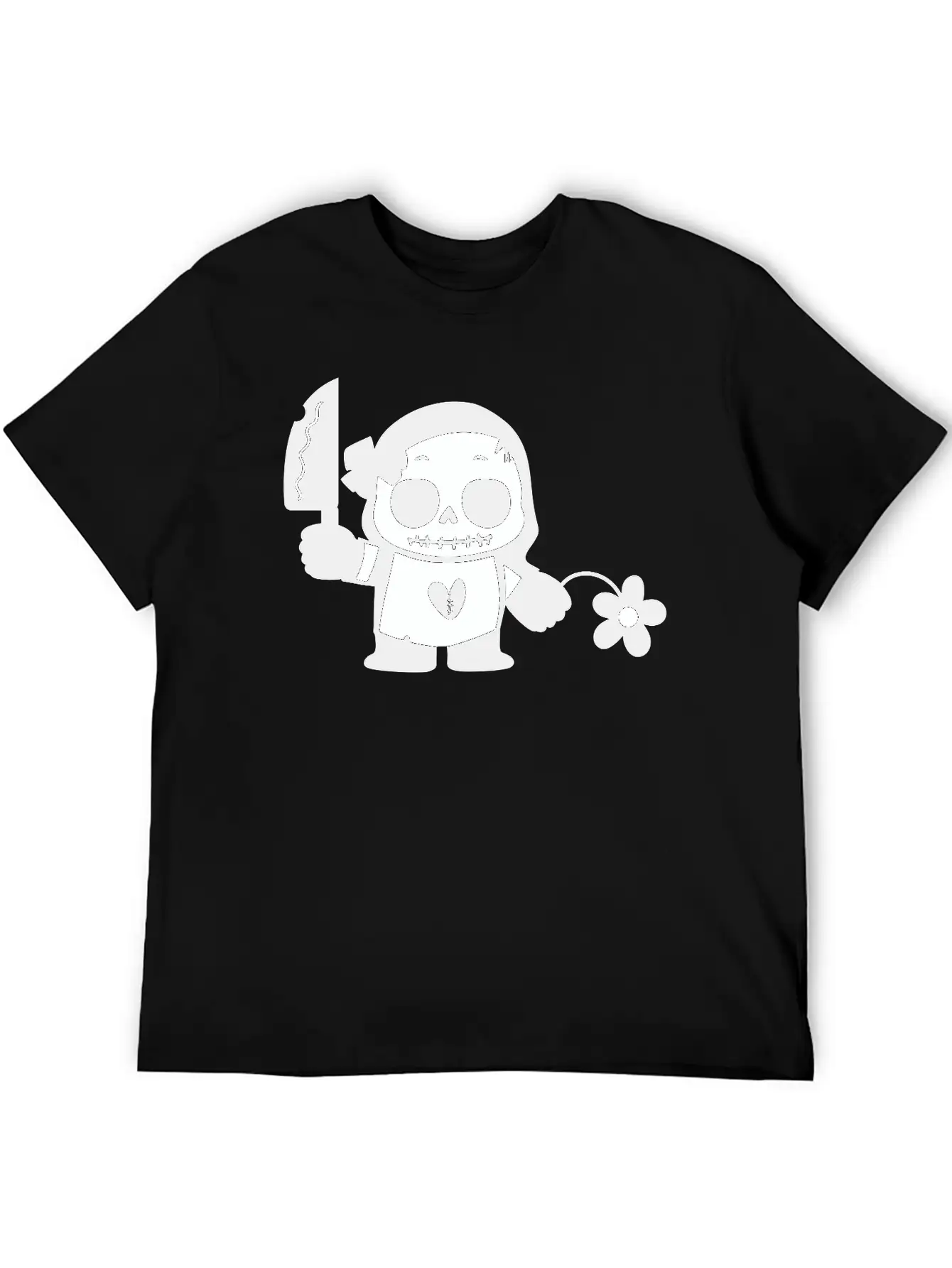 Halloween Girl With Flower And Knife Comfortable Minimalist Graphic Tee – Summer Style Essential