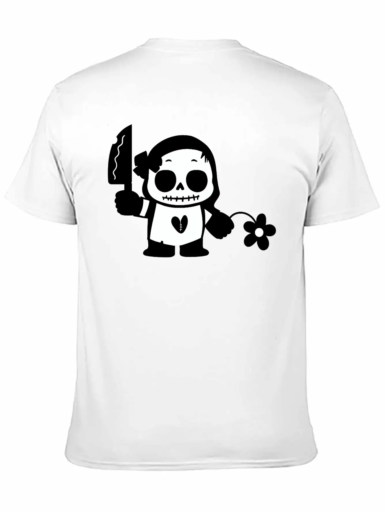Halloween Girl With Flower And Knife Comfortable Minimalist Graphic Tee – Summer Style Essential