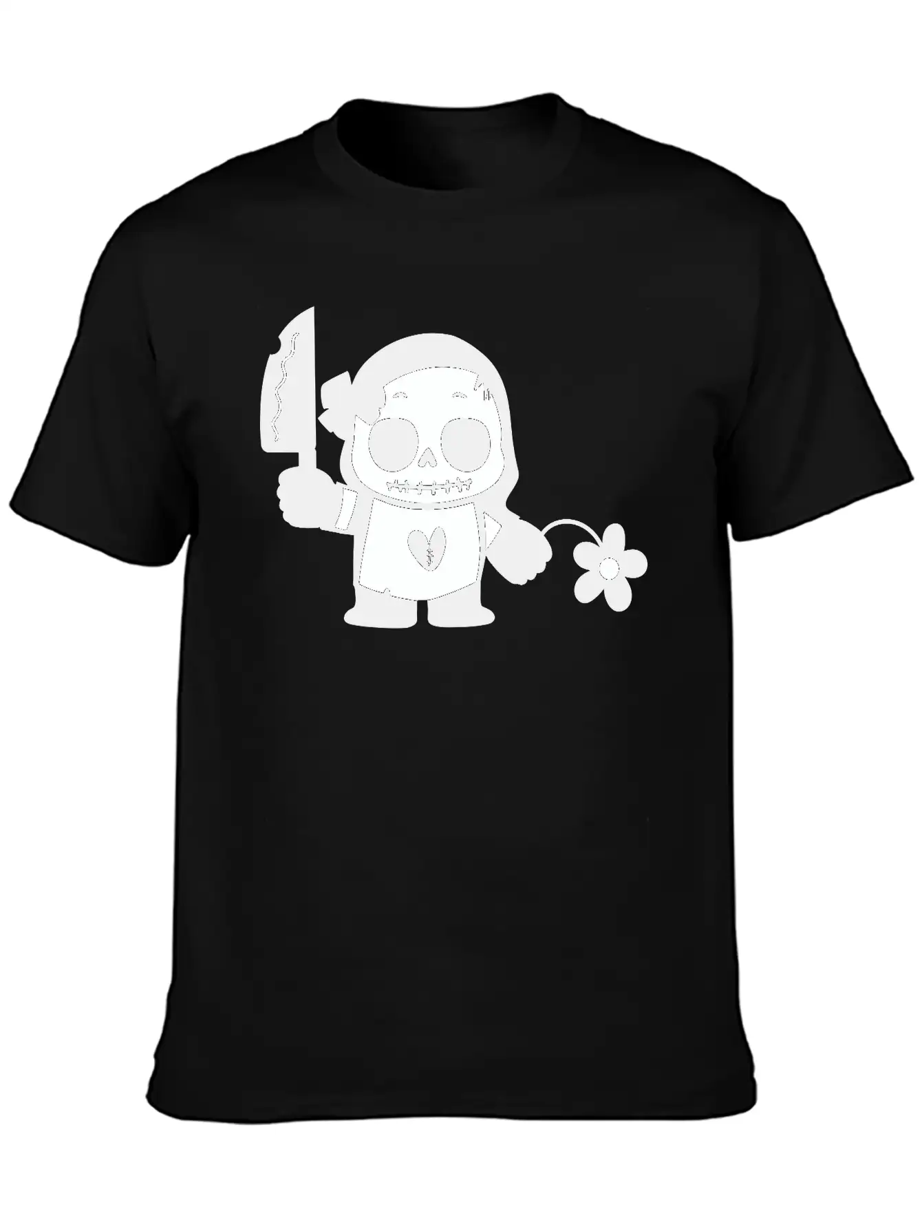 Halloween Girl With Flower And Knife Comfortable Minimalist Graphic Tee – Summer Style Essential