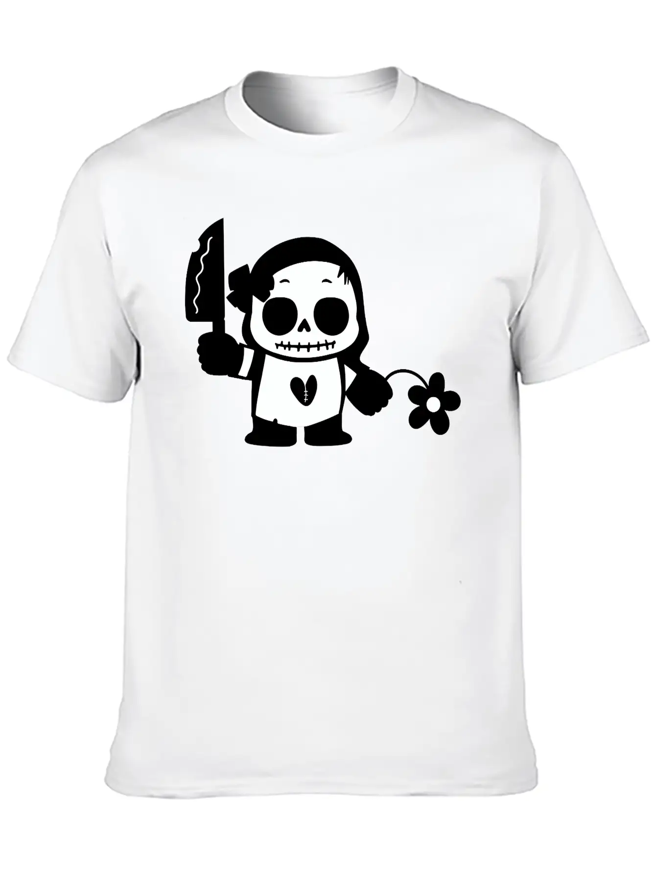 Halloween Girl With Flower And Knife Comfortable Minimalist Graphic Tee – Summer Style Essential