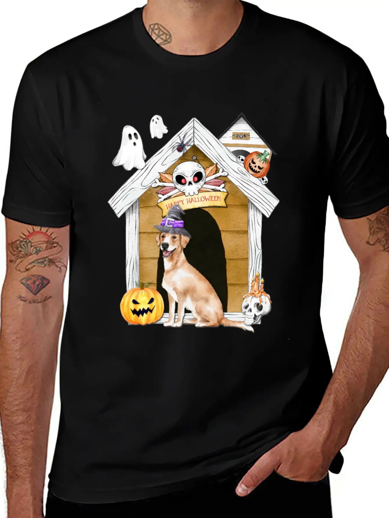 Halloween Labrador Retriever Dog Witch Unisex Casual T-Shirt – Clean Design For Daily Comfort
