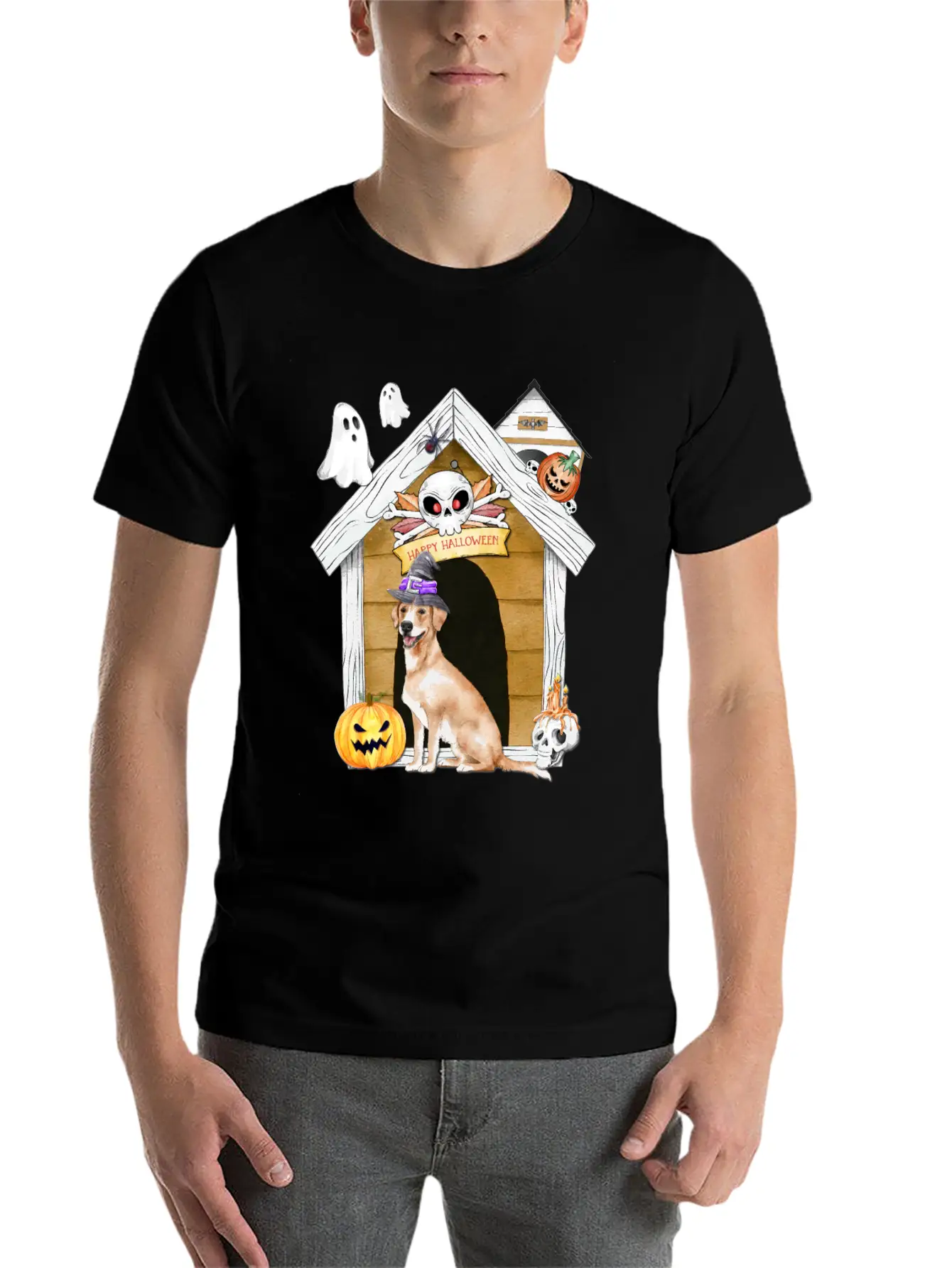 Halloween Labrador Retriever Dog Witch Unisex Casual T-Shirt – Clean Design For Daily Comfort