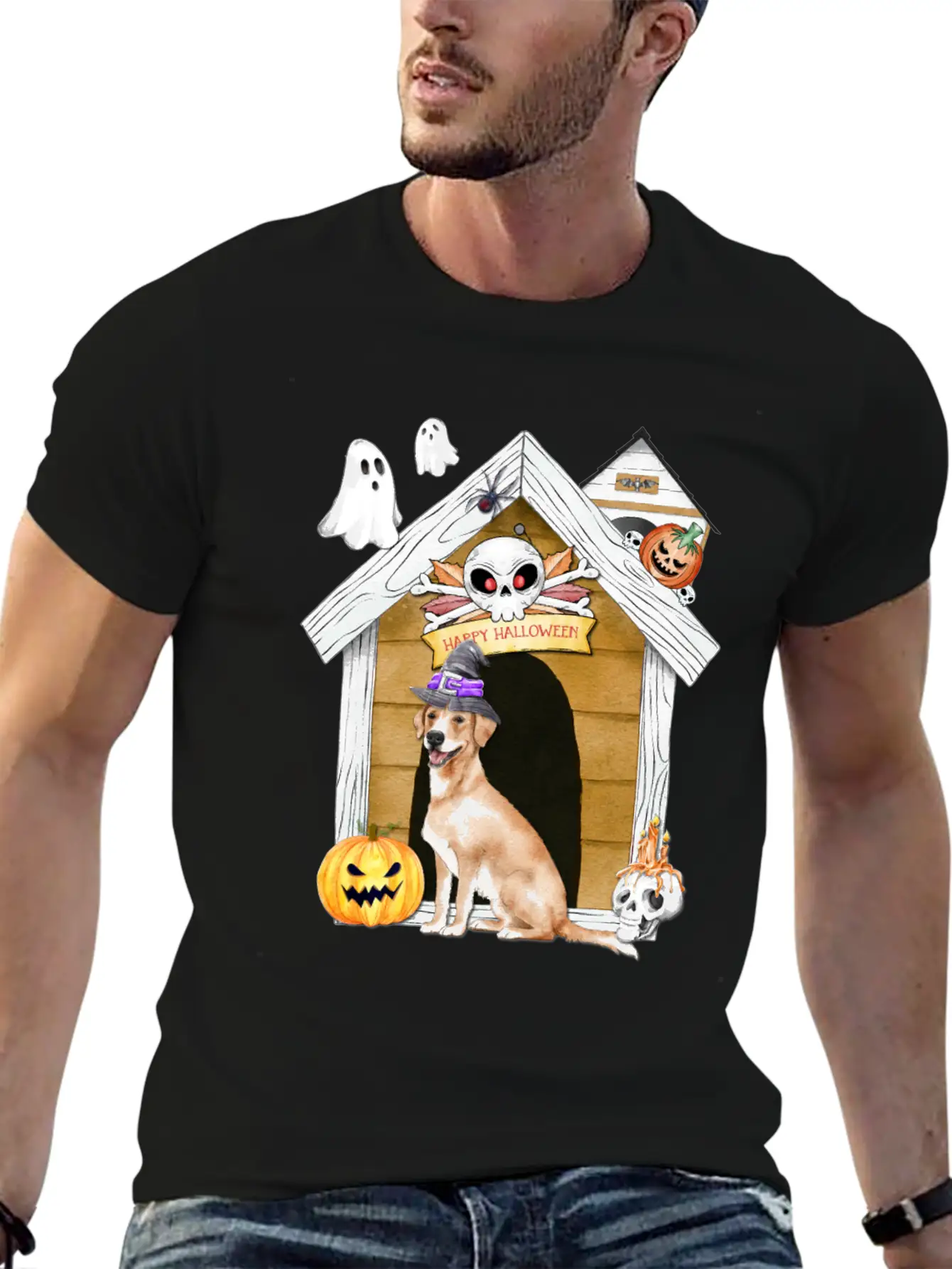 Halloween Labrador Retriever Dog Witch Unisex Casual T-Shirt – Clean Design For Daily Comfort