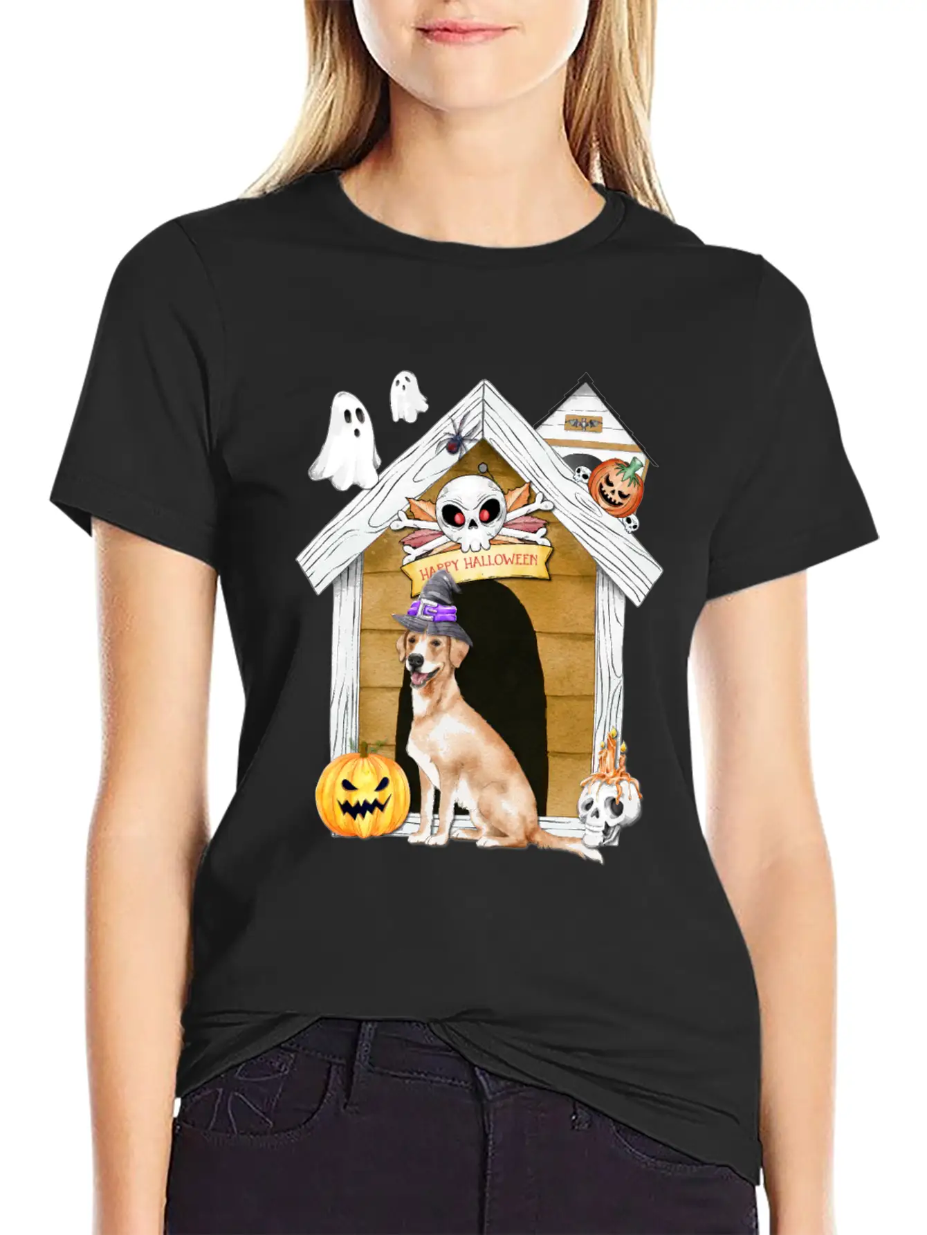 Halloween Labrador Retriever Dog Witch Unisex Casual T-Shirt – Clean Design For Daily Comfort