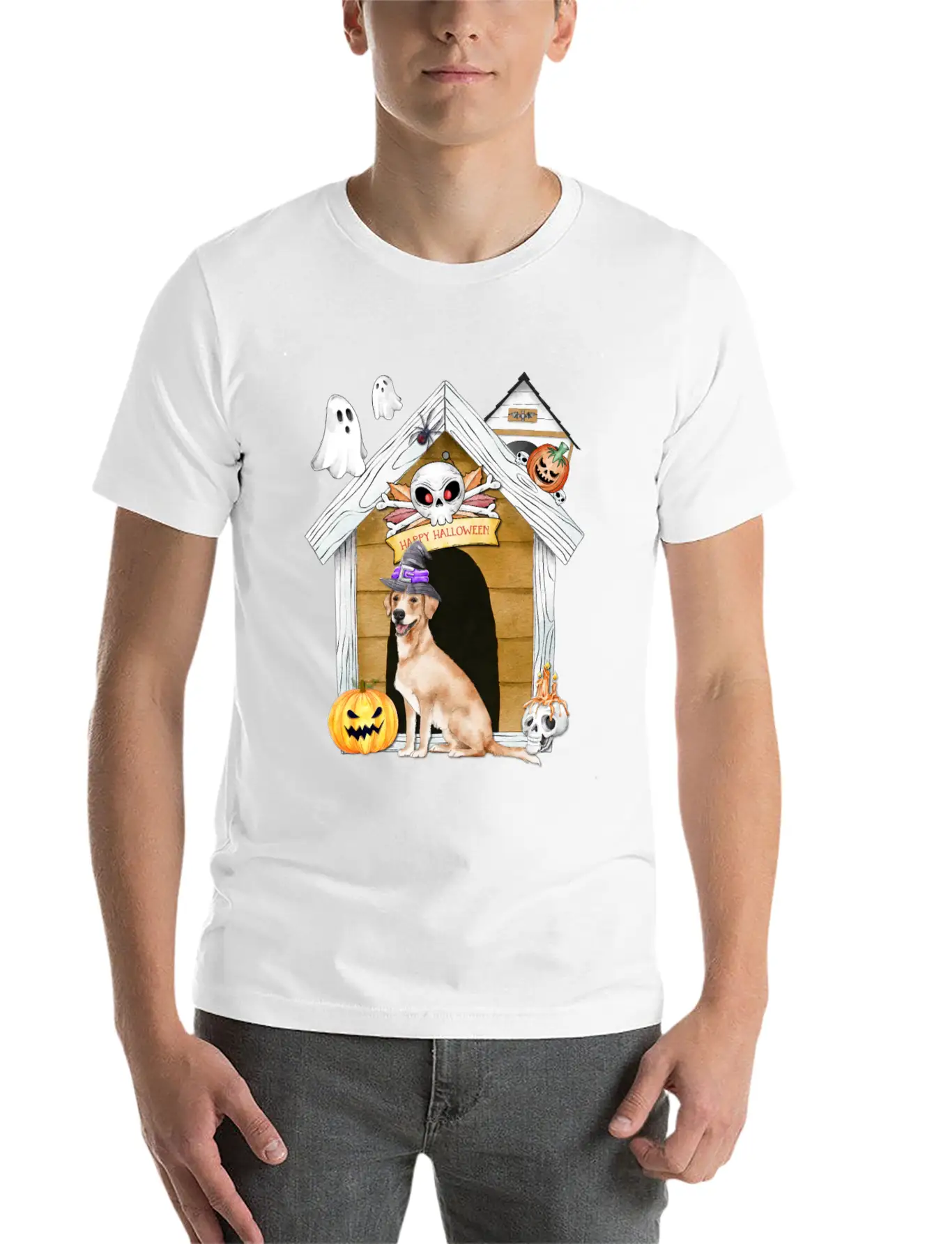 Halloween Labrador Retriever Dog Witch Unisex Casual T-Shirt – Clean Design For Daily Comfort